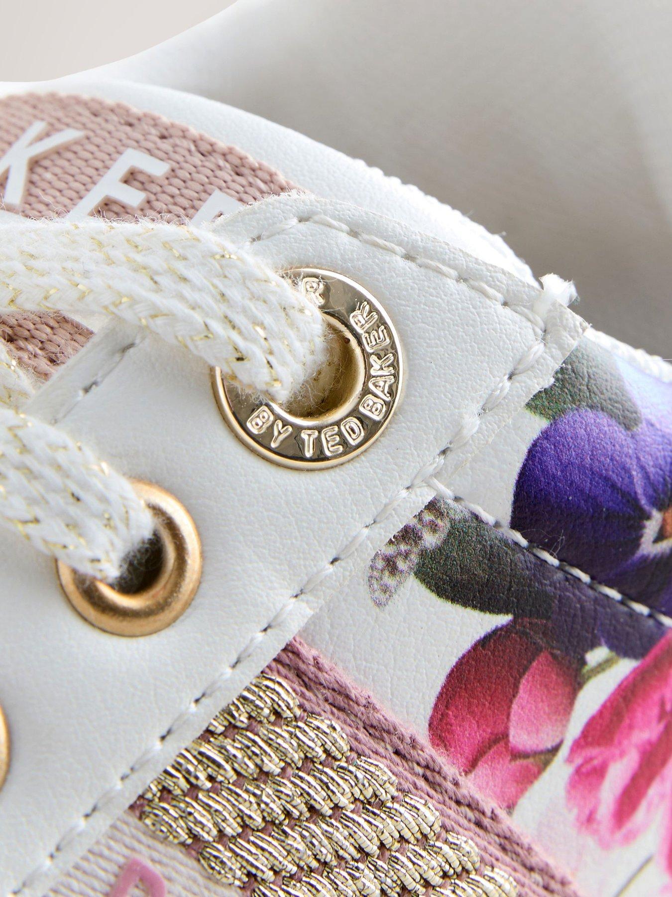 Image 7 of 7 of Ted Baker Girls Suede Floral Shoes - White