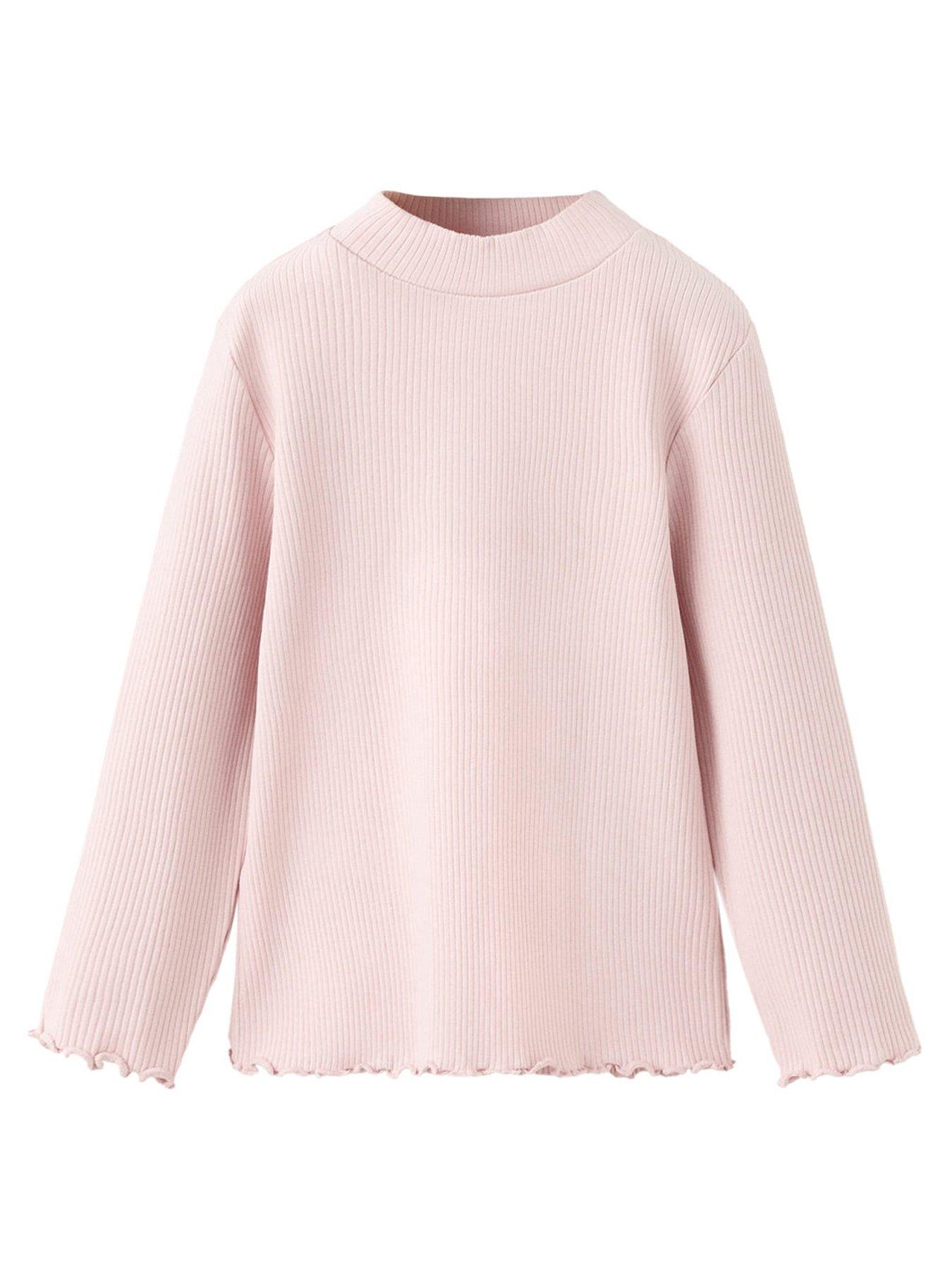 Mango Younger Girls Turtle Neck Long Sleeve T-shirt - Pink