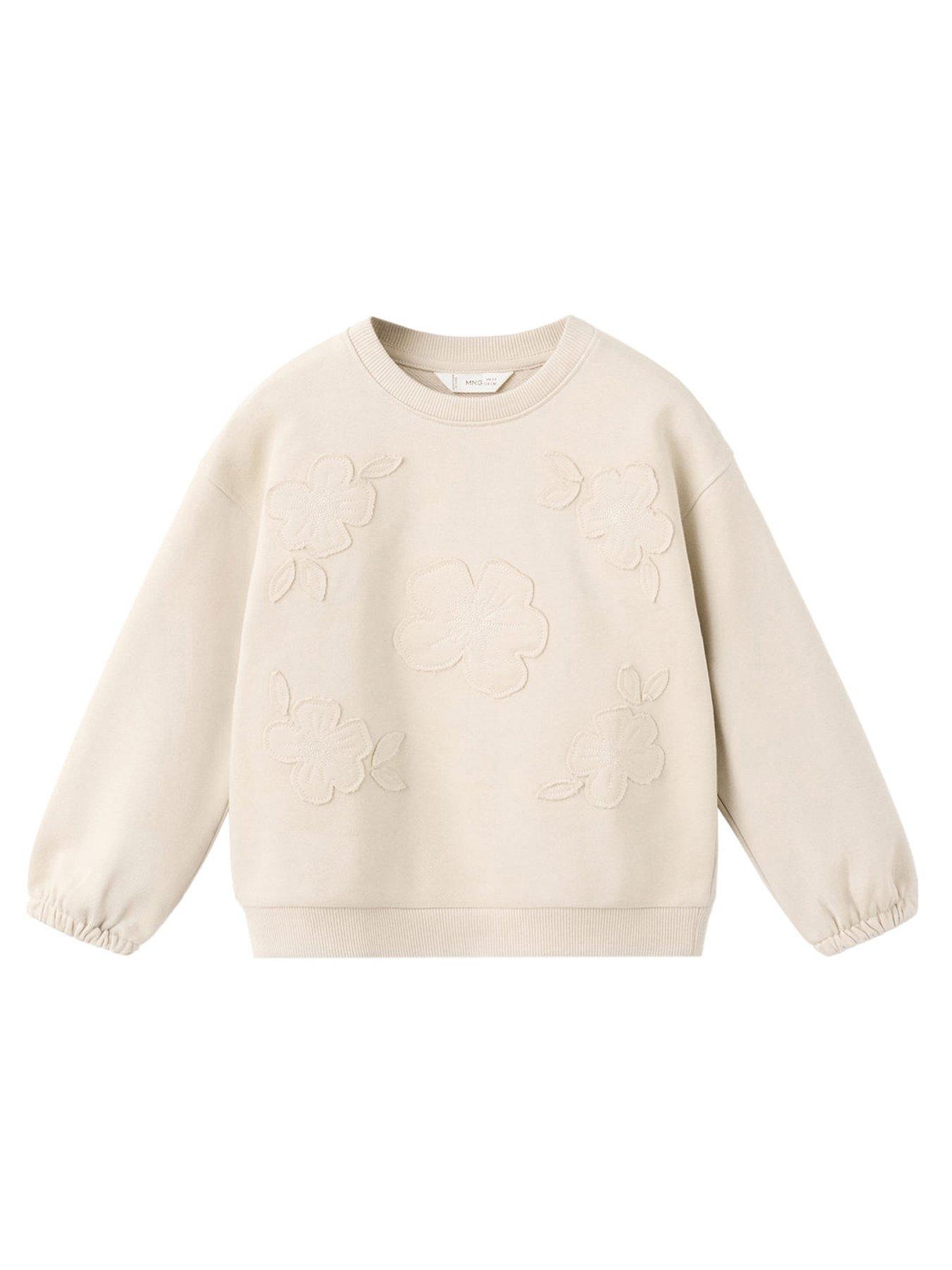 Mango Younger Girls Flower Badge Co Ord Sweatshirt - Beige