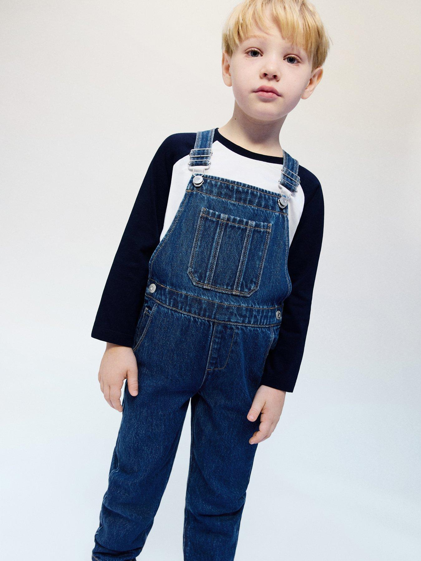 Mango Younger Boys Denim Dungarees - Dark Blue