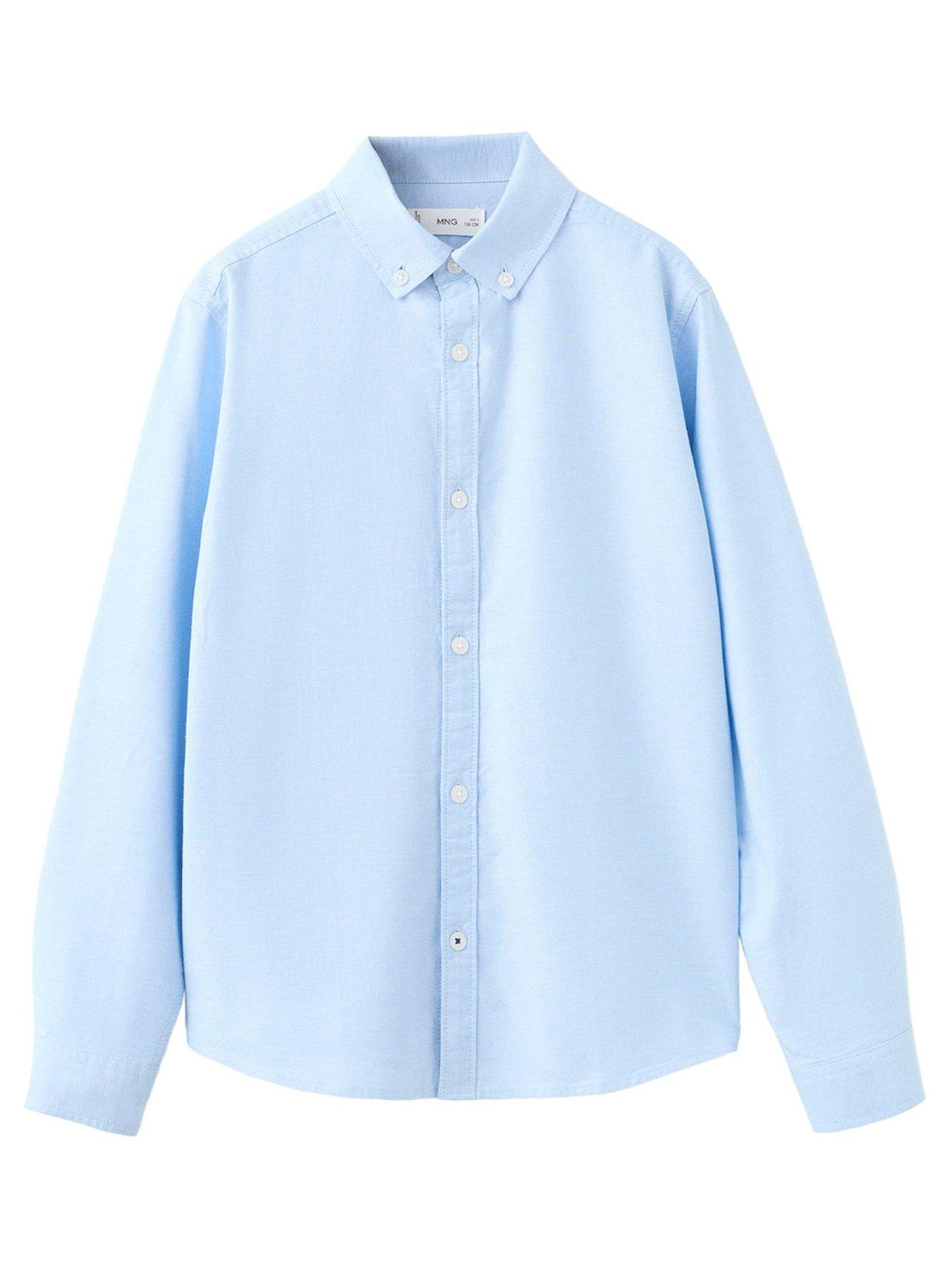 Mango Younger Boys Long Sleeve Oxford Shirt - Blue