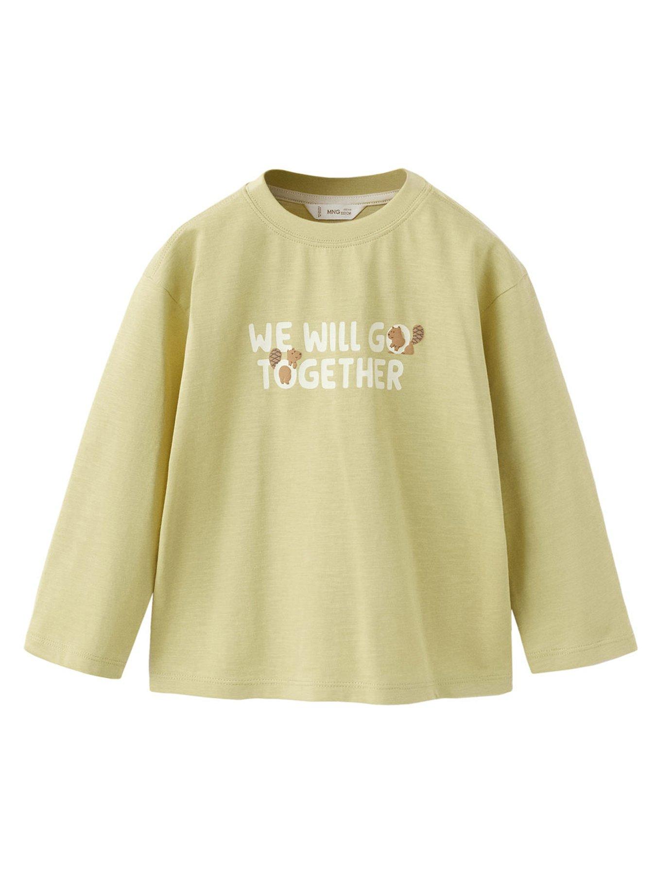 Image 1 of 4 of Mango Younger Boys Animal Graphic Long Sleeve T-Shirt - Bright Green