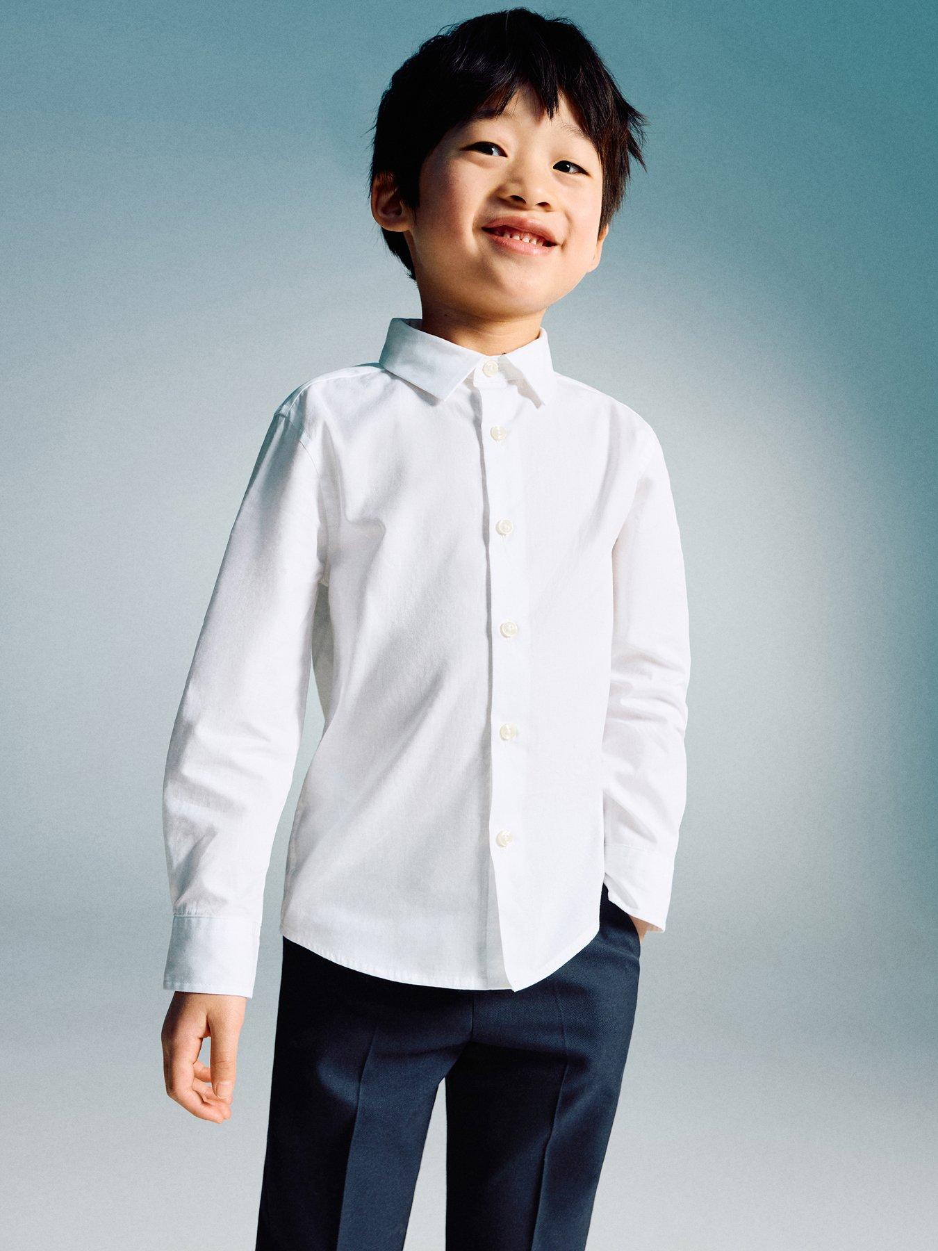Mango Younger Boys Cotton Long Sleeve Shirt - White