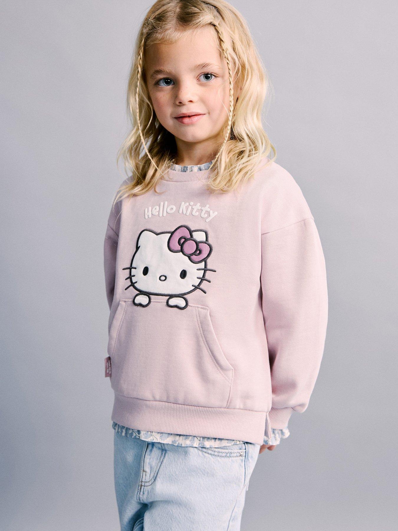 Mango Younger Girls Hello Kitty Pouch Pocket Sweatshirt - Pink