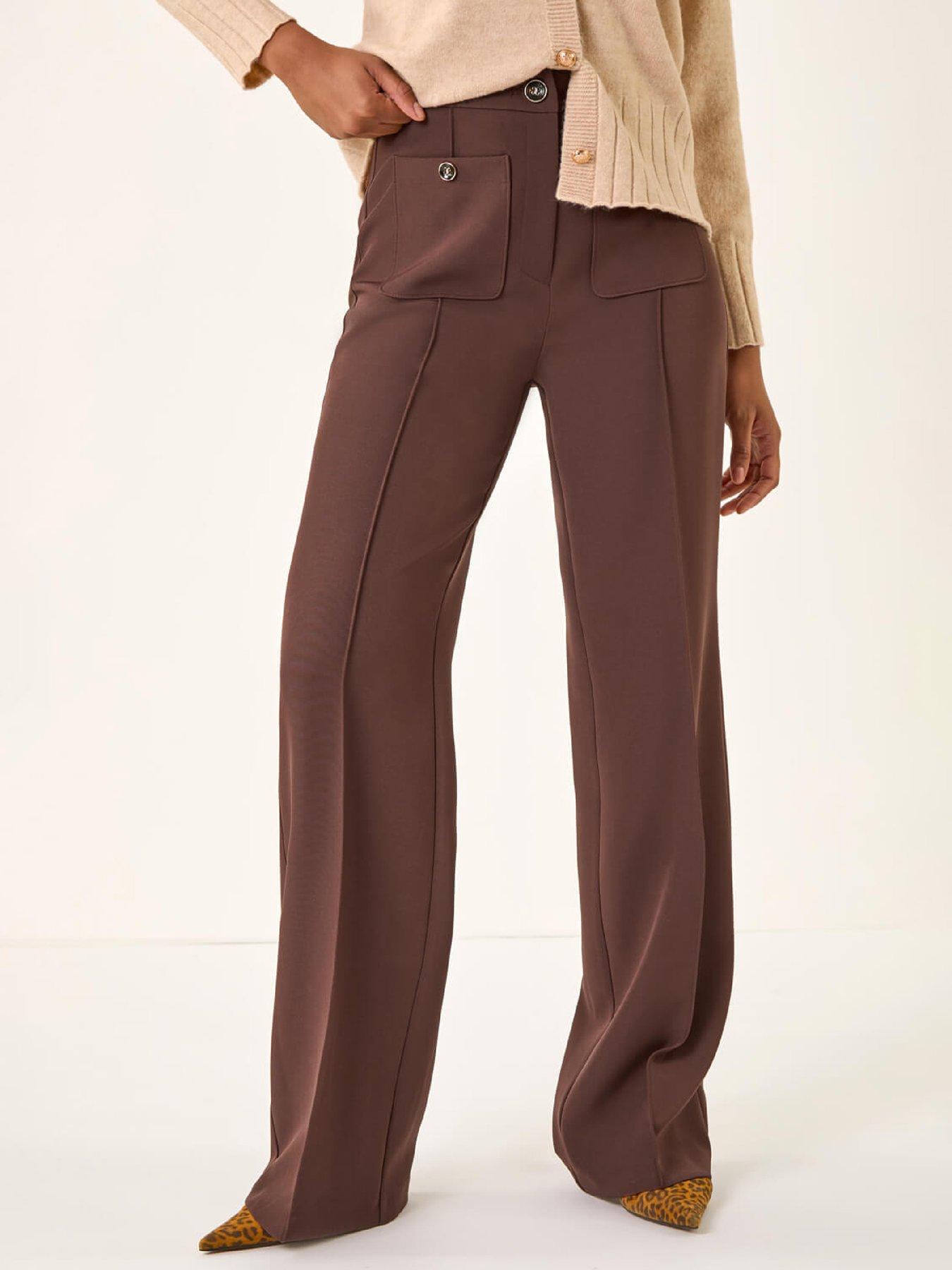 roman-pocket-button-smart-stretch-trousers-chocolate