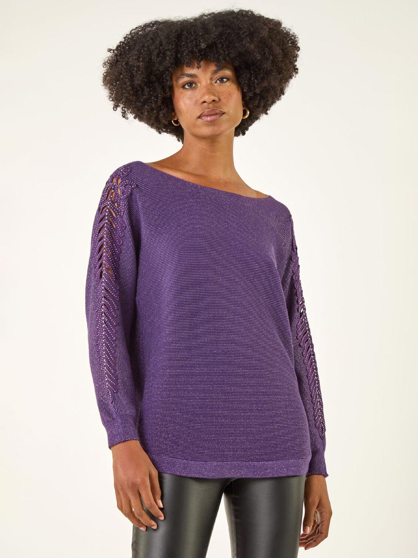 roman-shimmer-leaf-knit-jumper-purple