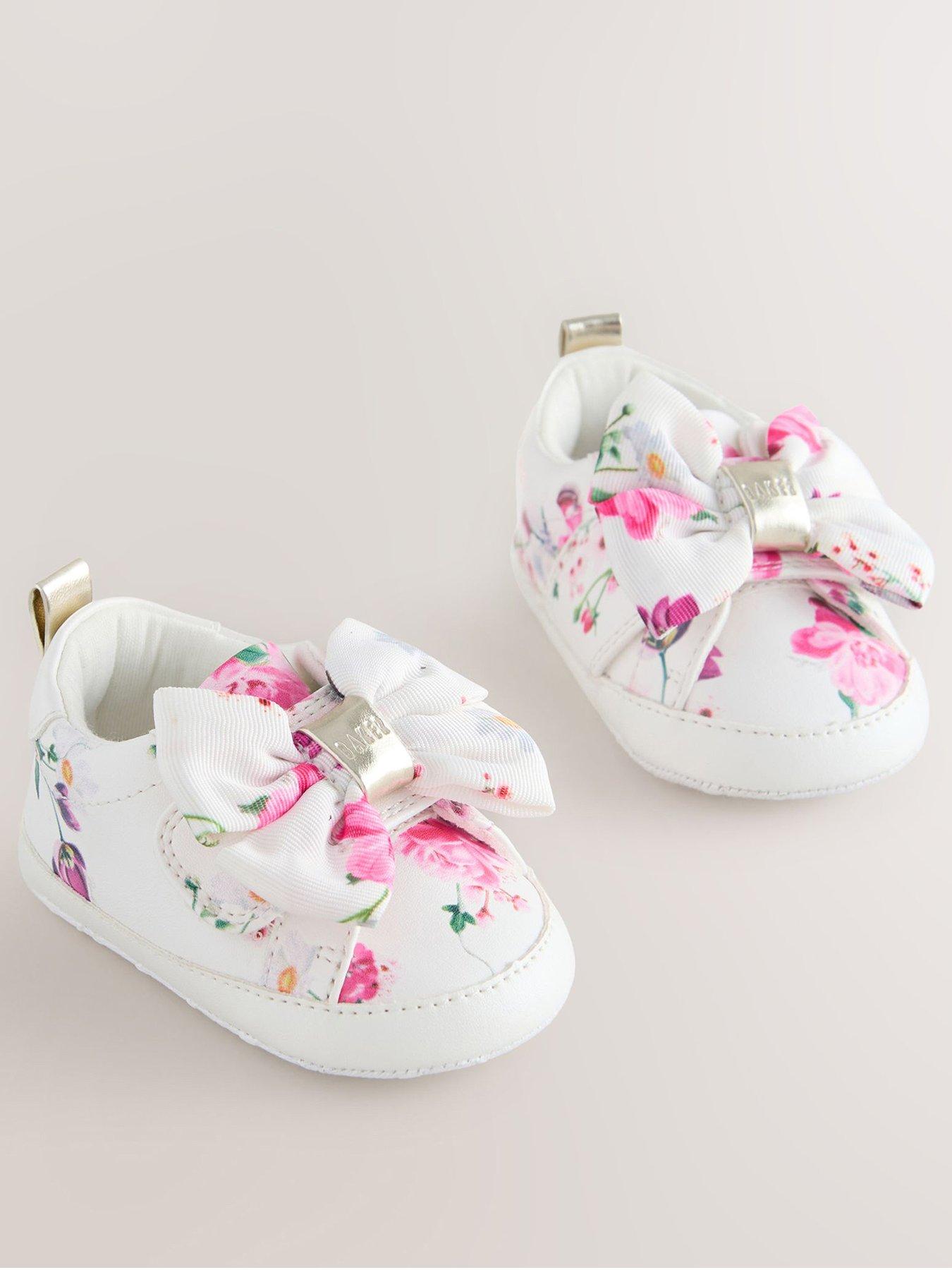 Image 2 of 5 of Ted Baker Baby Girls Floral Bow Trainers - White