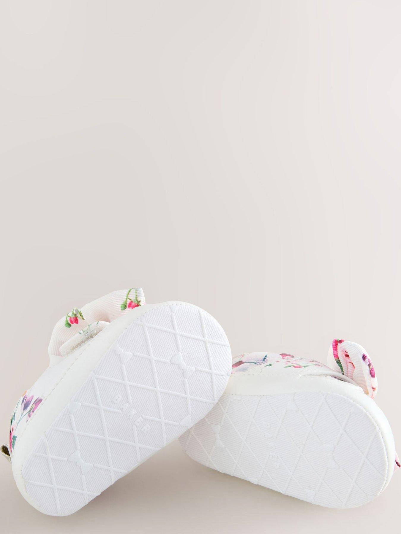 Image 5 of 5 of Ted Baker Baby Girls Floral Bow Trainers - White