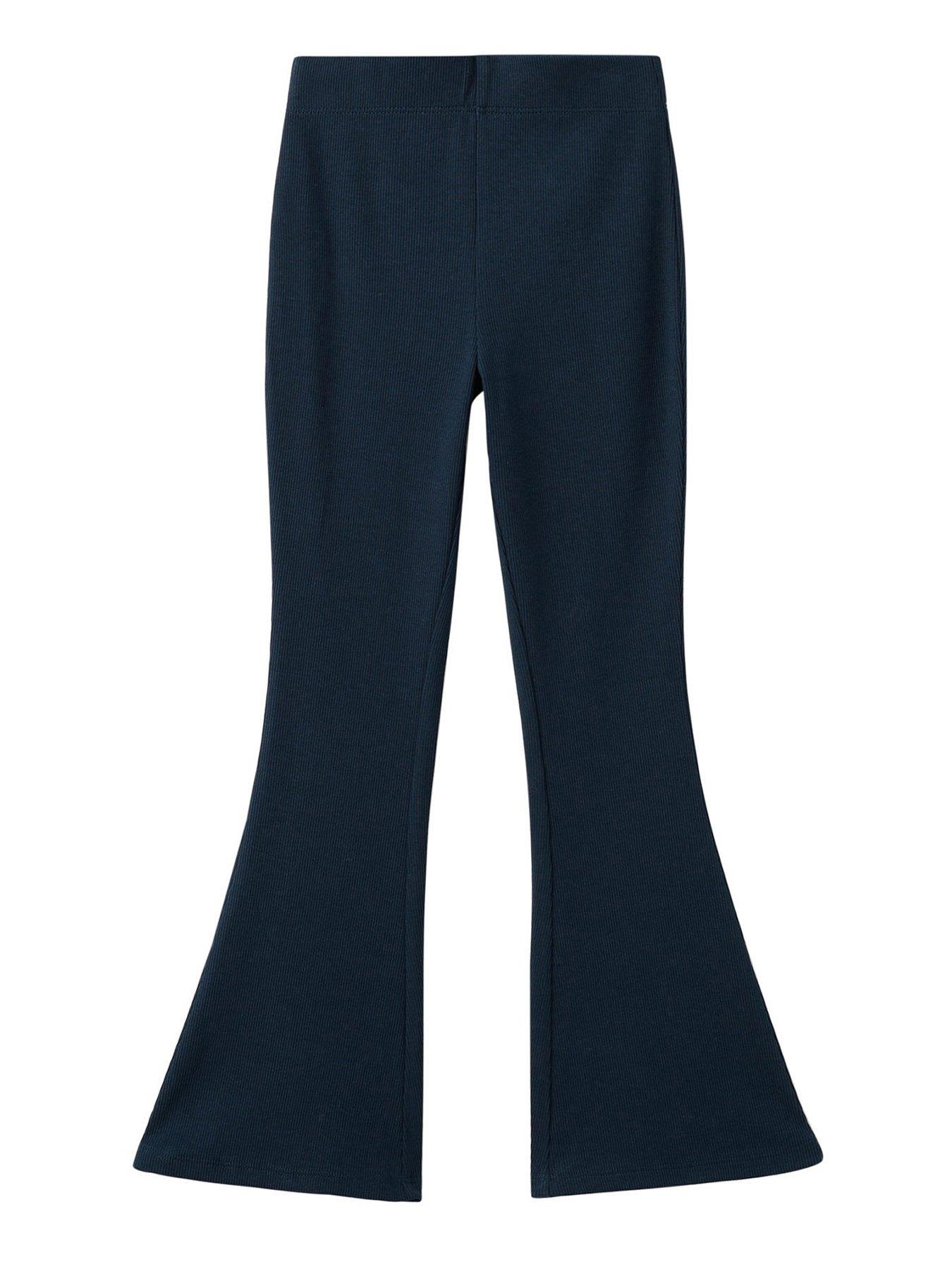 Image 1 of 4 of Mango Girls Ribbed Kickflare Legging - Navy