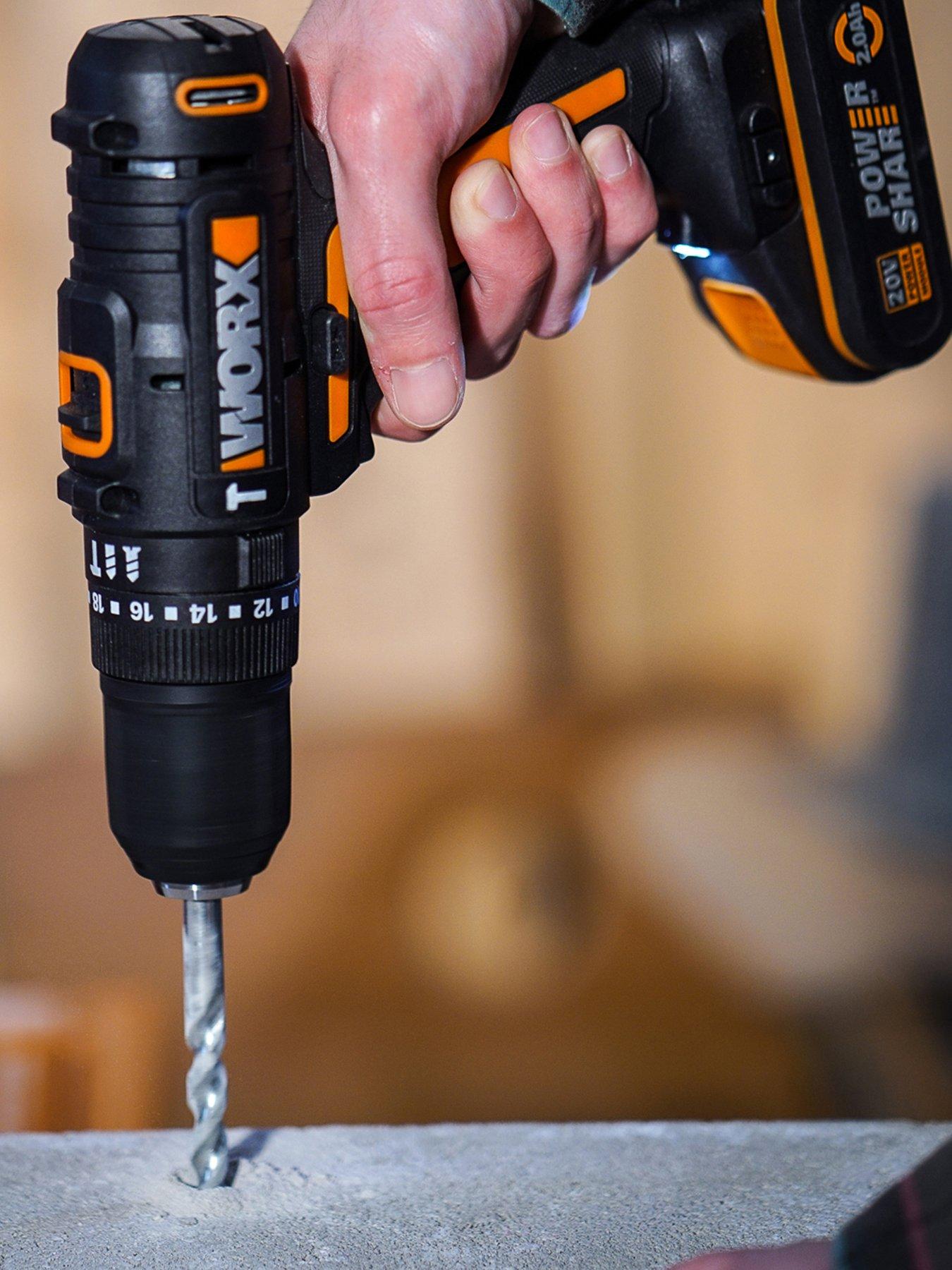 Image 5 of 7 of Worx 20V PowerShare 50Nm Cordless Hammer Drill with x2 2.0Ah Battery &amp; 51pc Bit Kit