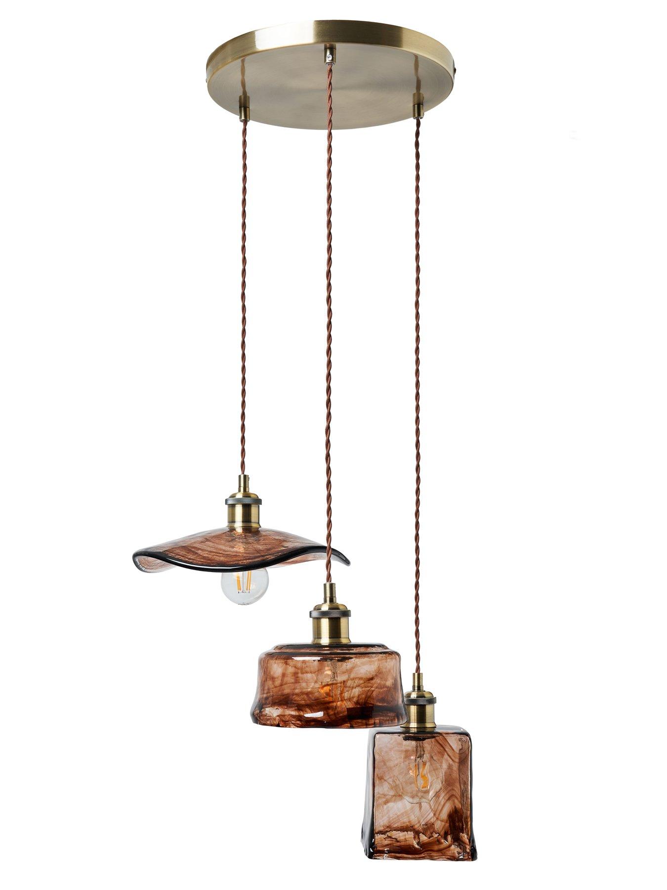 Image 5 of 6 of The Very Collection 3 Light Cluster With&nbsp;Brown Glass