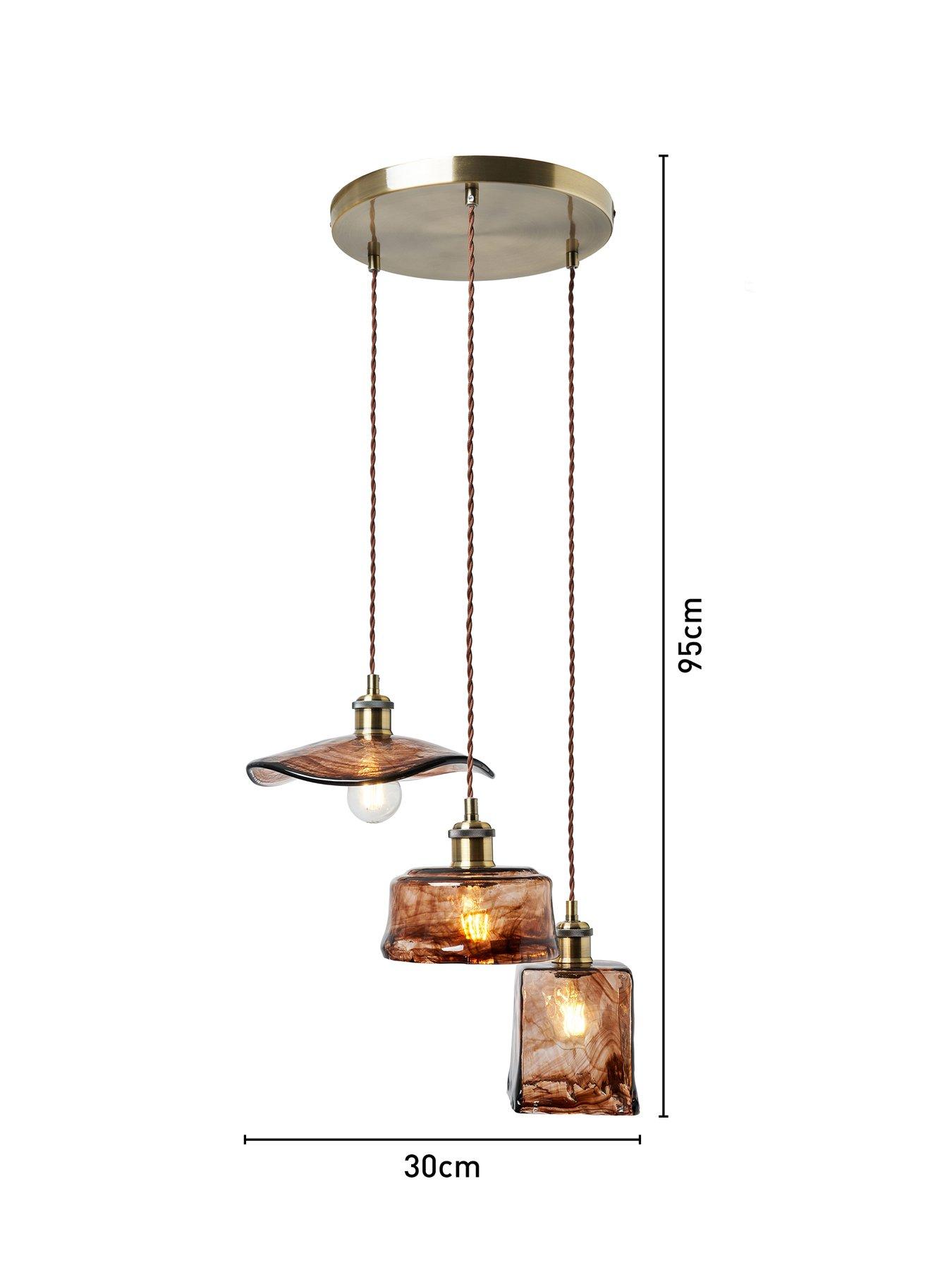 Image 6 of 6 of The Very Collection 3 Light Cluster With&nbsp;Brown Glass