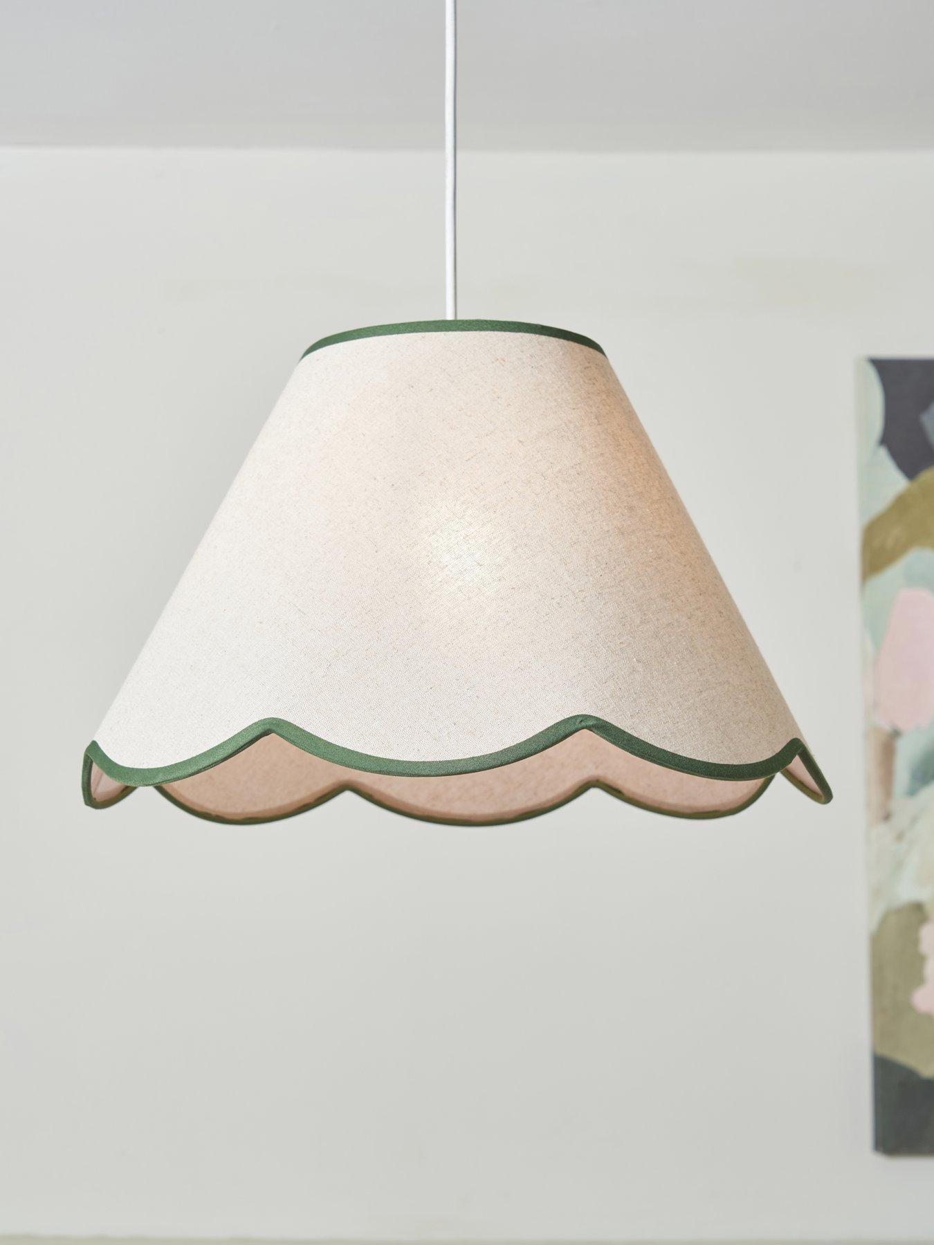 The Very Collection 40cm Scolloped Tapered Shade - Green Trim