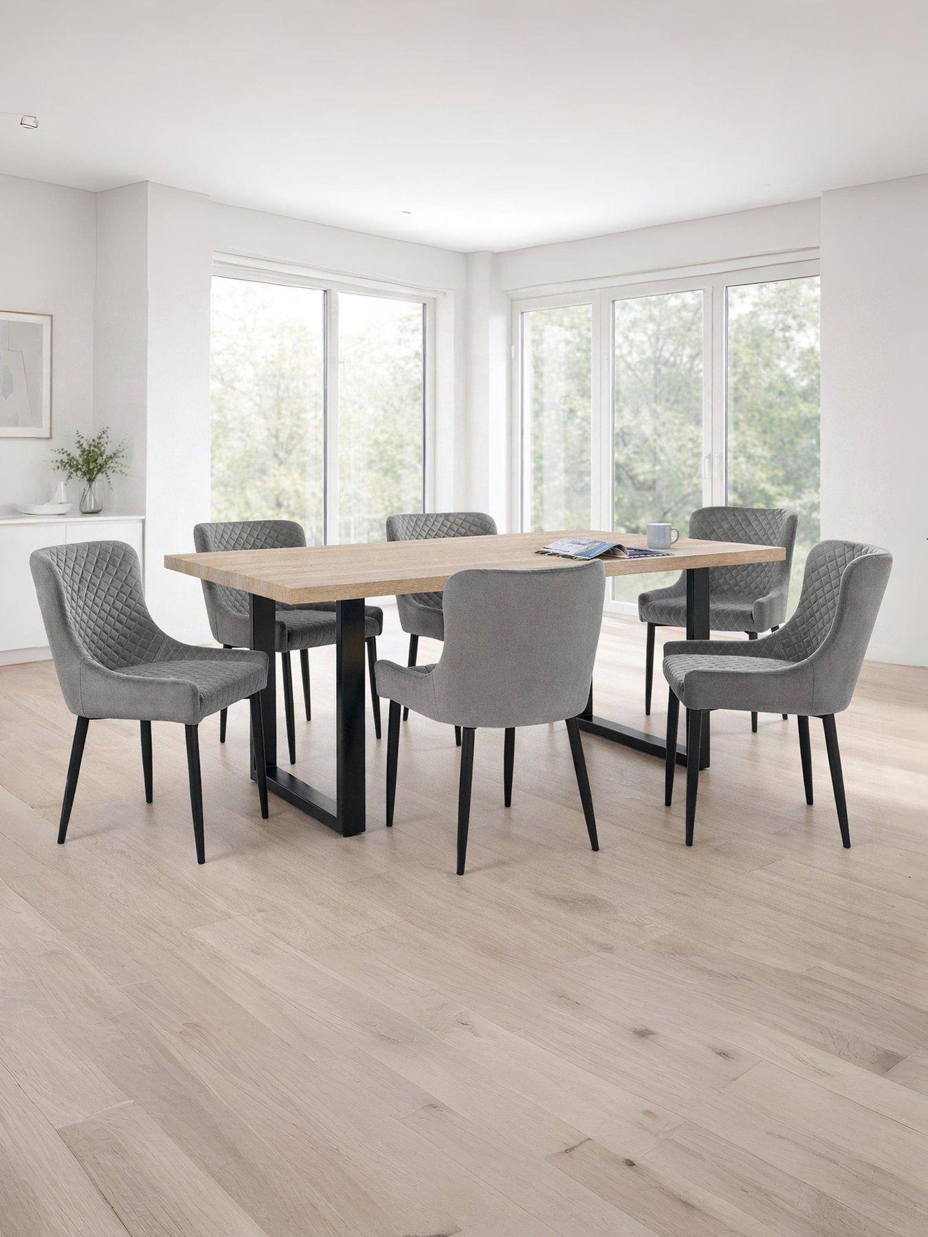 Image 1 of 4 of Julian Bowen Berwick Dining Set with 6 Grey Luxe Chairs