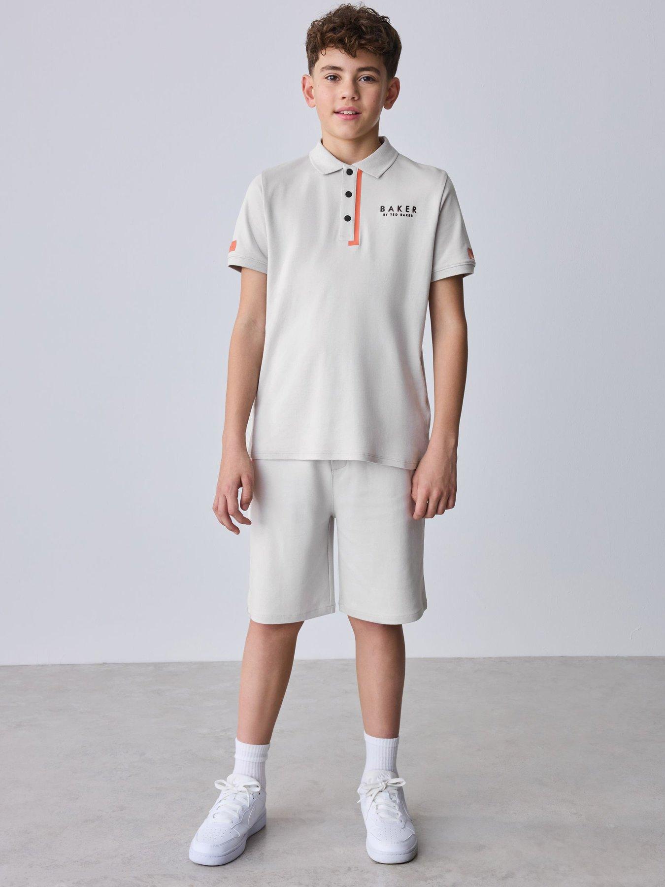Ted Baker Older Boys Logo Polo Top and Shorts Set - Beige