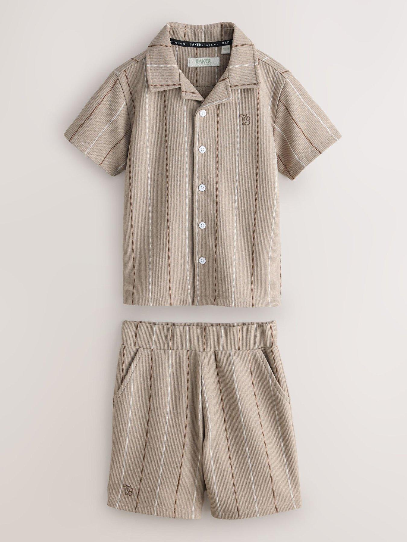 ted-baker-boys-striped-textured-shirt-and-shorts-set-brown