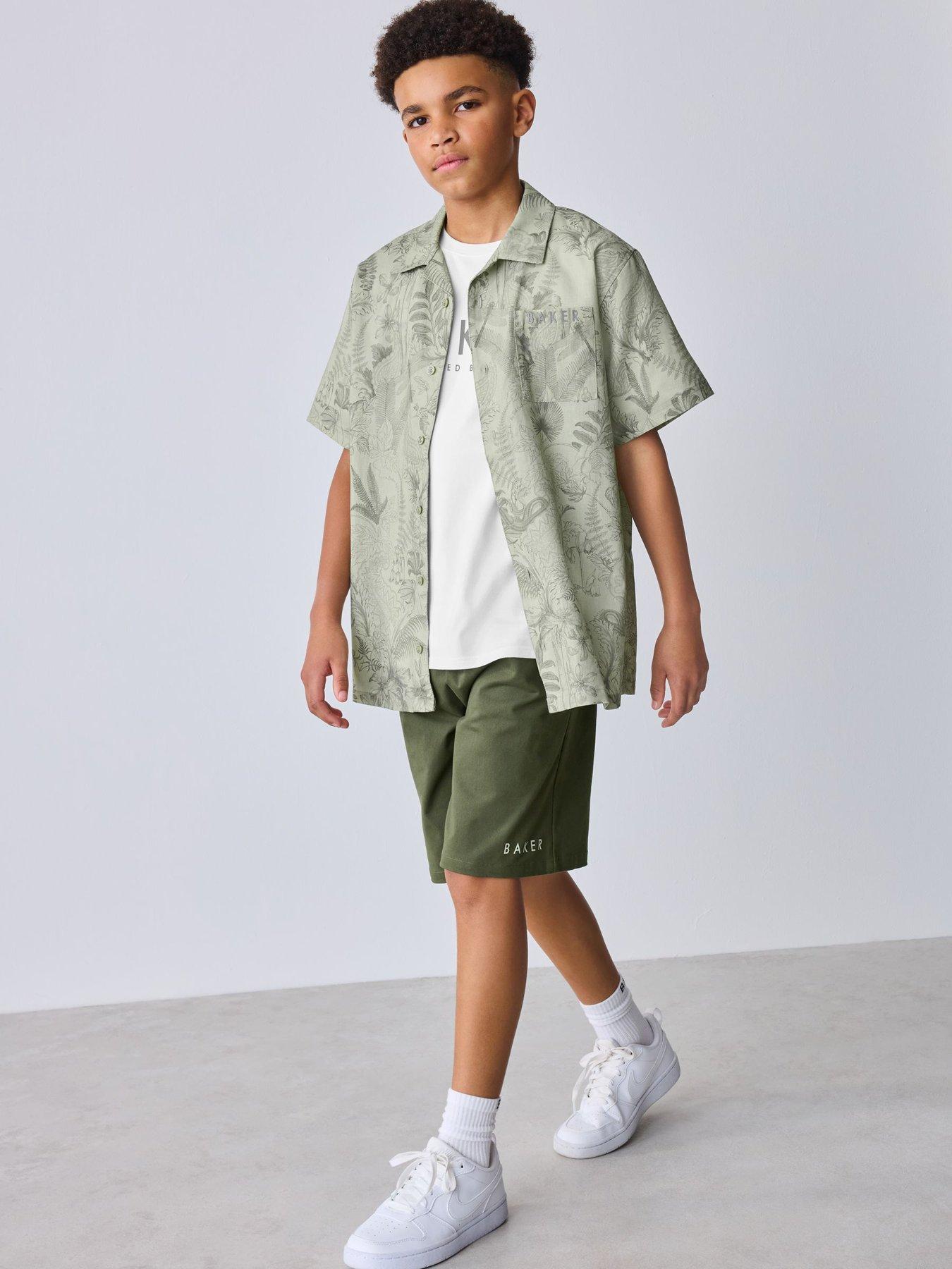 Ted Baker Younger Boys 3 Piece Shirt, T-Shirt  &  Shorts Set - Green