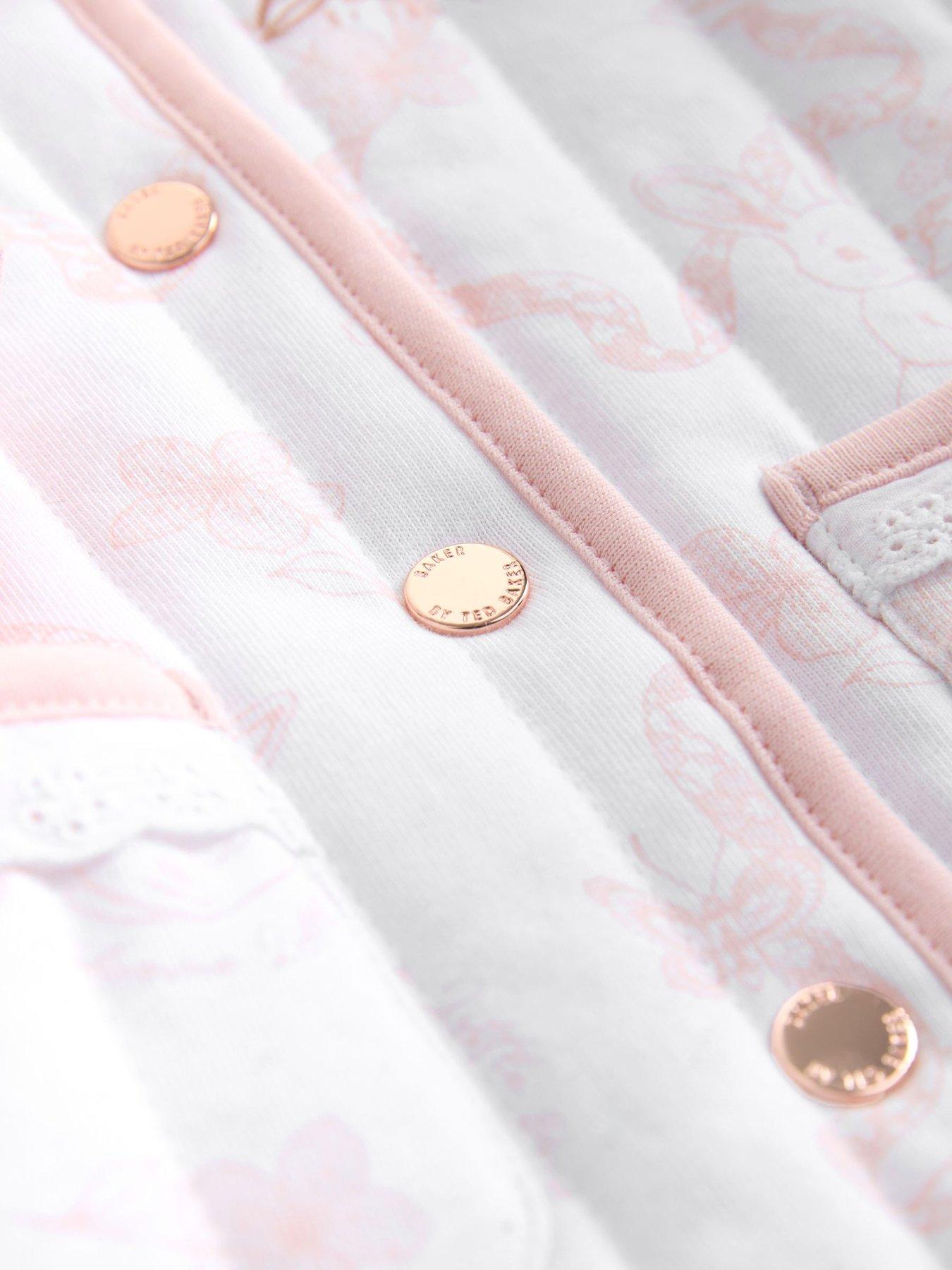 Image 3 of 5 of Ted Baker Baby Girls Quilted Button Jacket - White