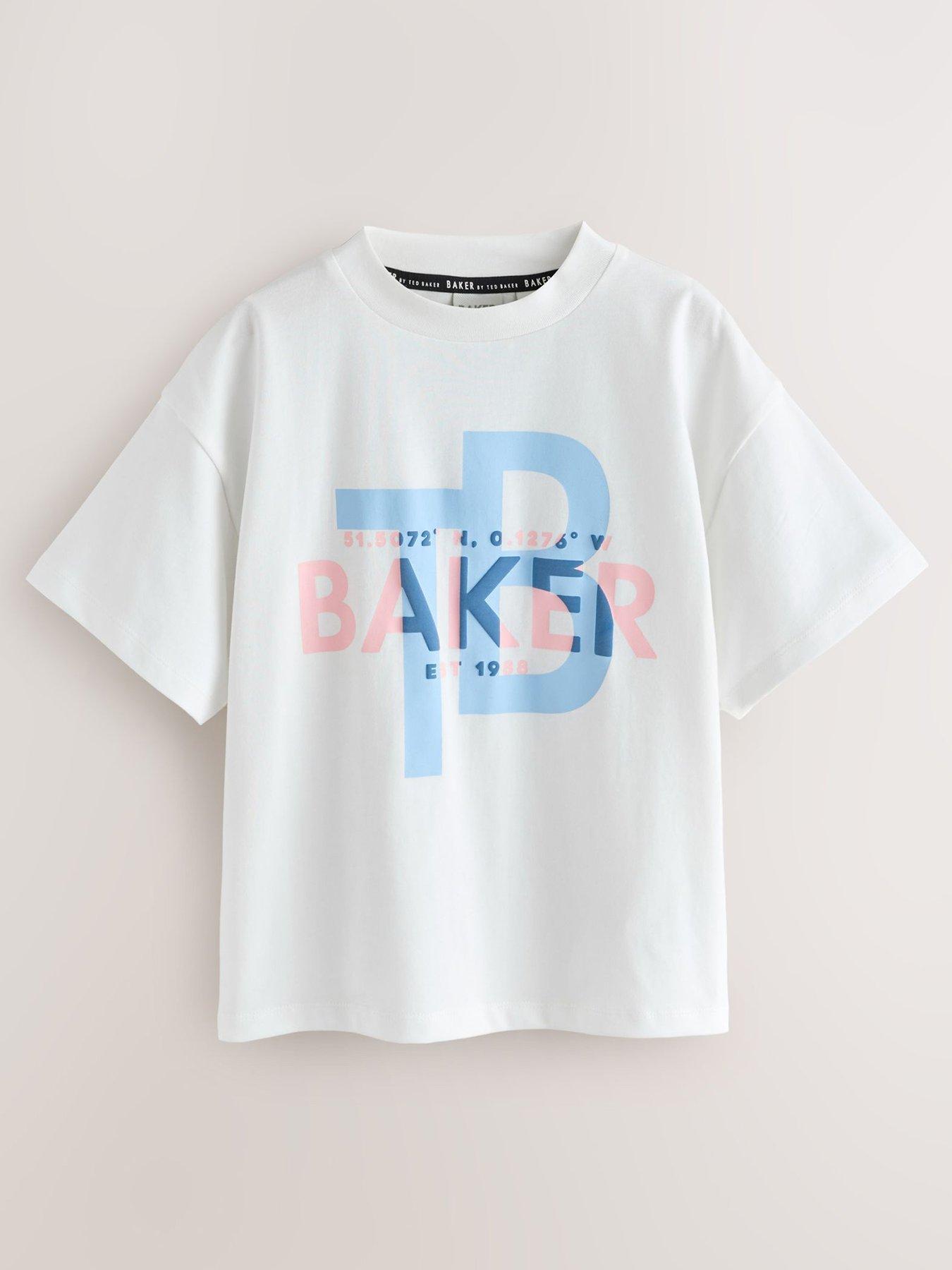 Image 1 of 6 of Ted Baker Boys Short Sleeved Letter T-Shirt - White