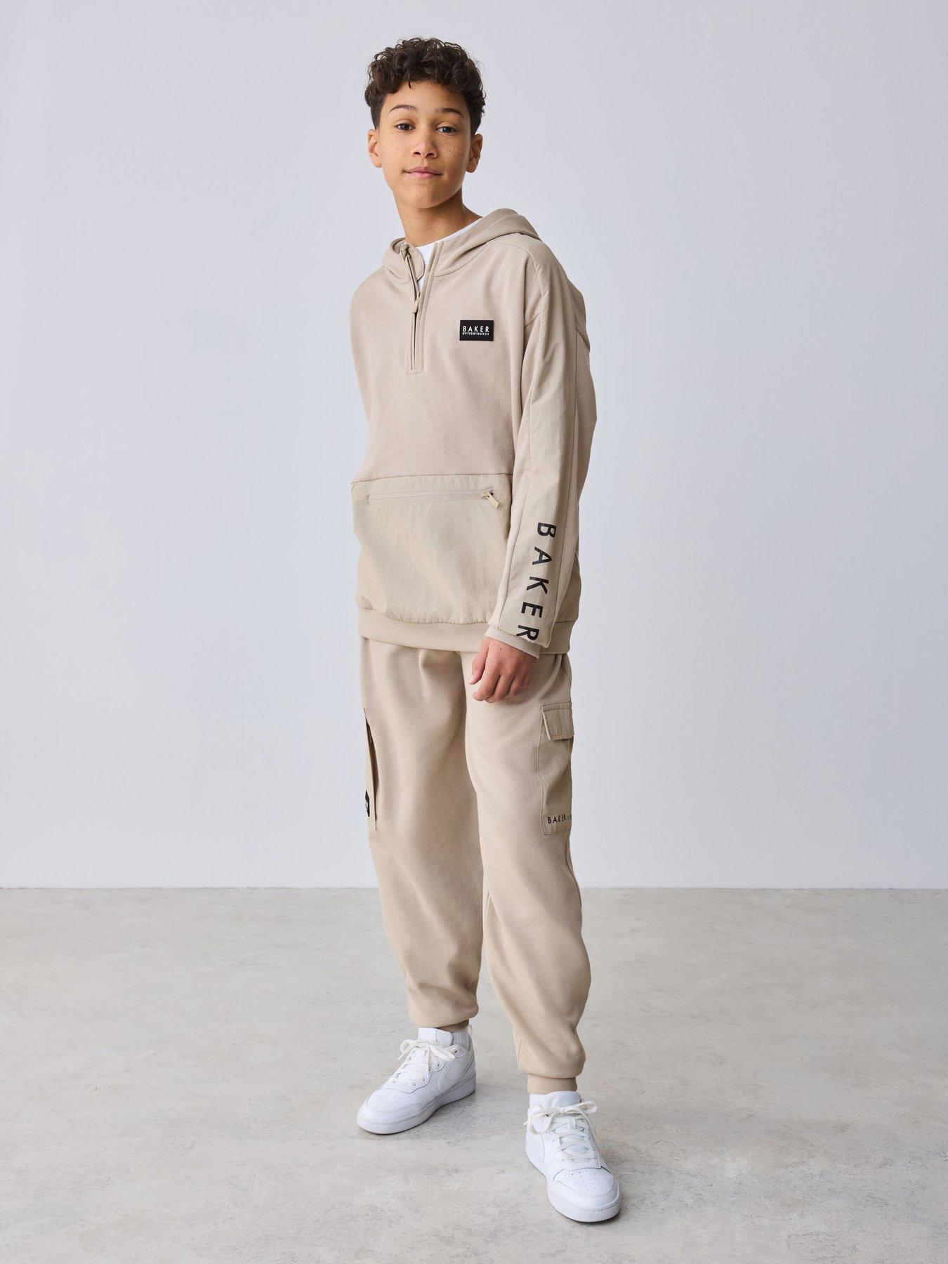 Ted Baker Older Boys Funnel Hoodie Set - Beige