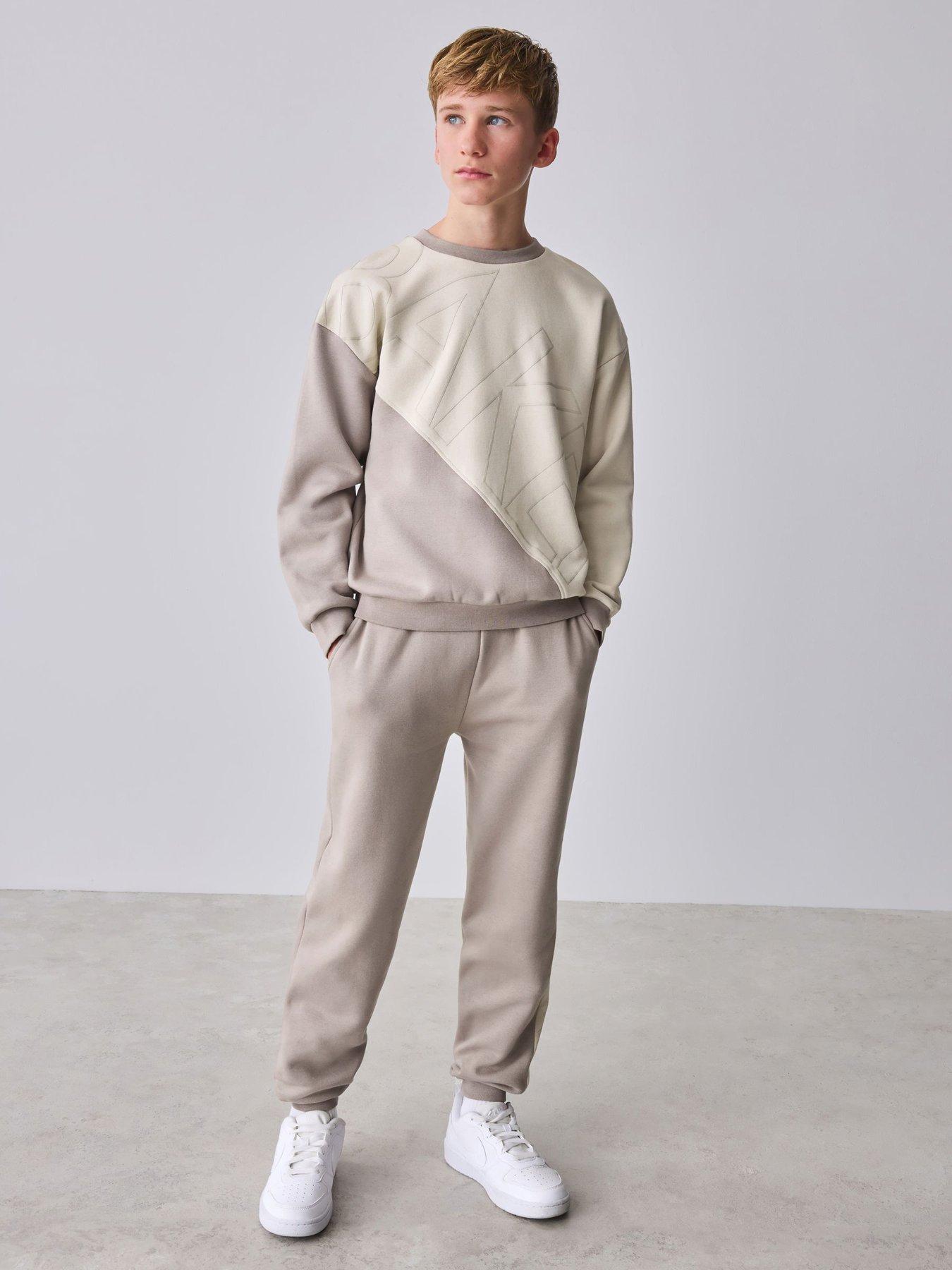 ted-baker-older-boys-colour-block-sweatshirt-amp-joggers-set-beigefront