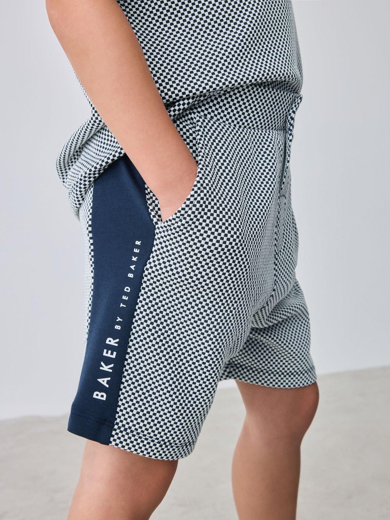 Image 4 of 7 of Ted Baker Younger Boys Textured Polo Shirt And&nbsp;Short Set - Navy