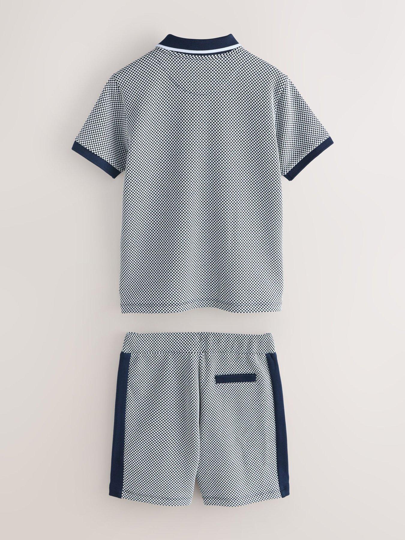 Image 6 of 7 of Ted Baker Younger Boys Textured Polo Shirt And&nbsp;Short Set - Navy