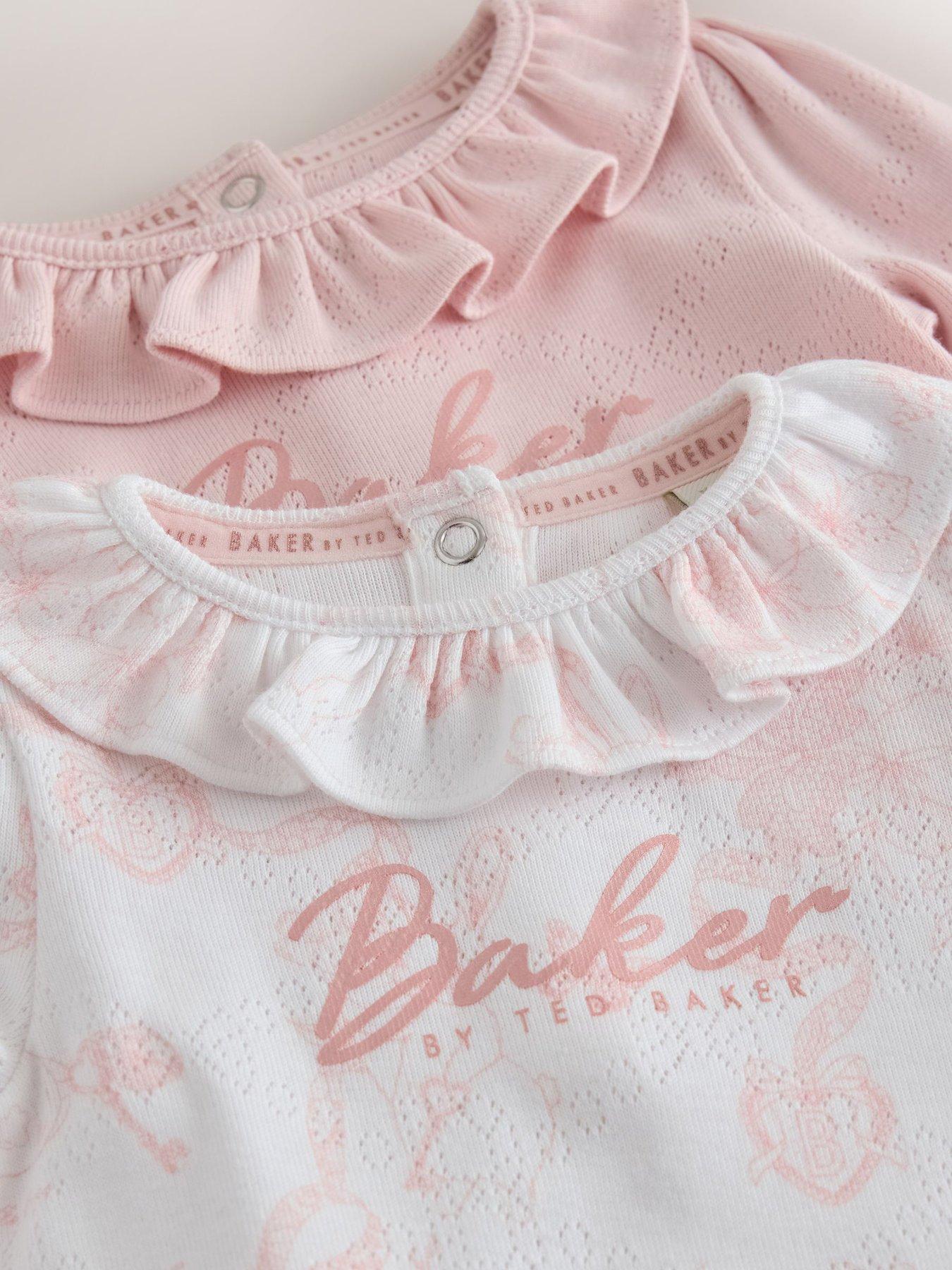 Image 4 of 7 of Ted Baker Baby Girls 2 Pack Pointelle Bodysuit - Multi