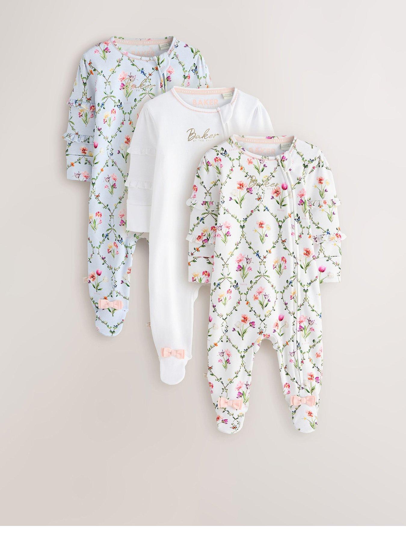 ted-baker-baby-girls-3-pack-floral-sleepsuits-white