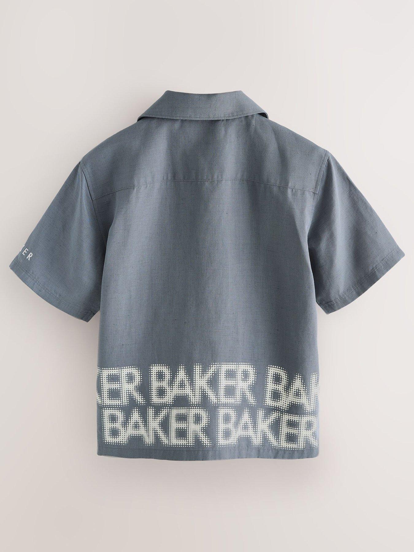 Image 3 of 7 of Ted Baker Older Boys Logo Border Shirt Print Shirt and T-Shirt Set - Grey