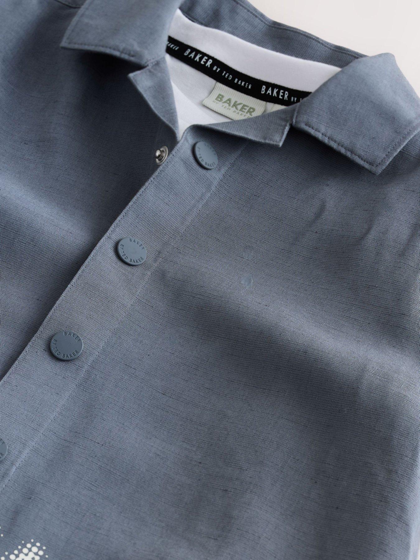 Image 4 of 7 of Ted Baker Older Boys Logo Border Shirt Print Shirt and T-Shirt Set - Grey