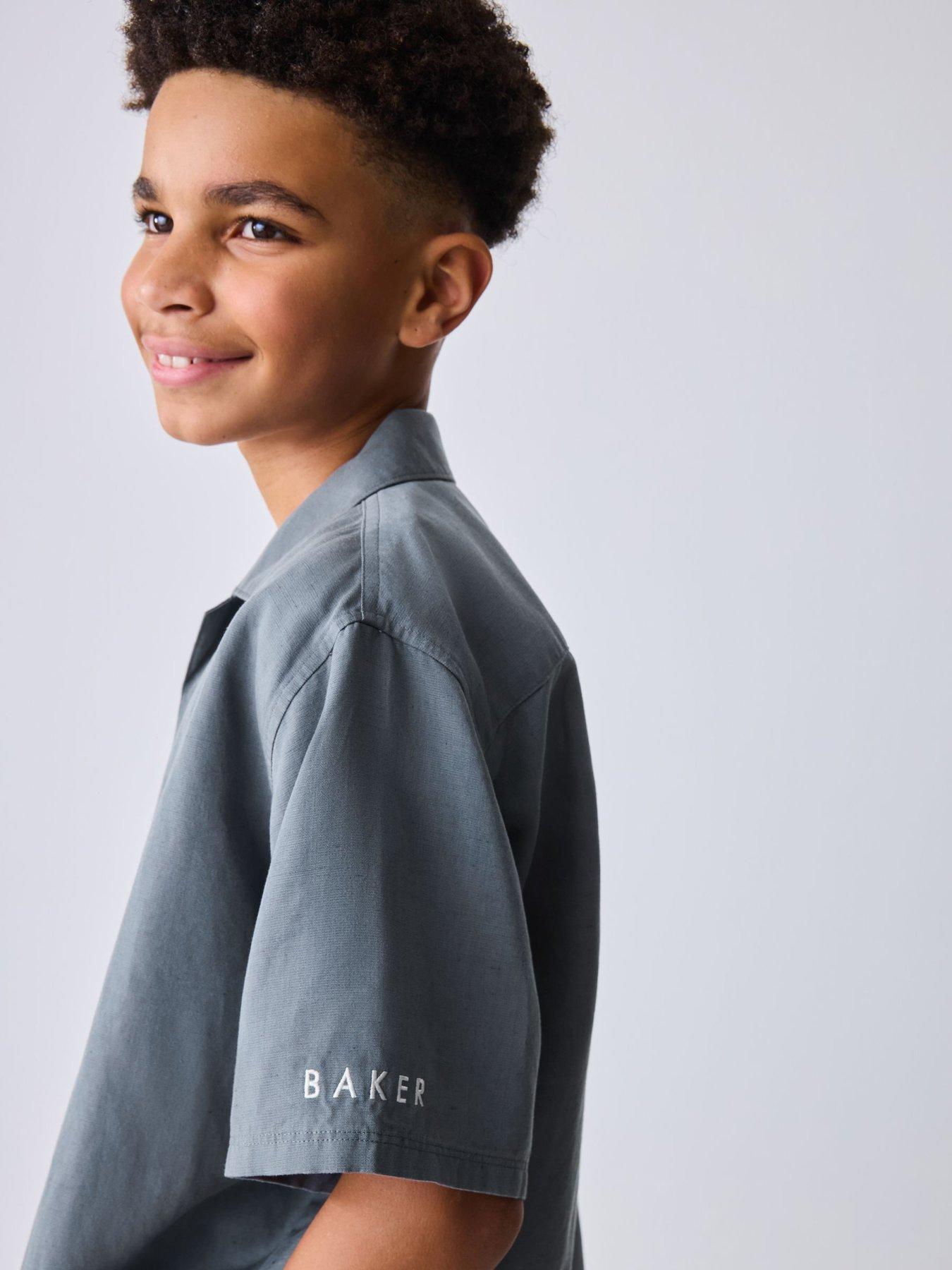 Image 6 of 7 of Ted Baker Older Boys Logo Border Shirt Print Shirt and T-Shirt Set - Grey