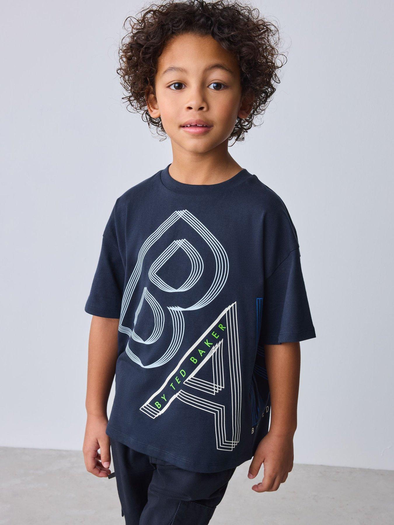 Ted Baker Boys Short Sleeved Letter T-Shirt - Navy