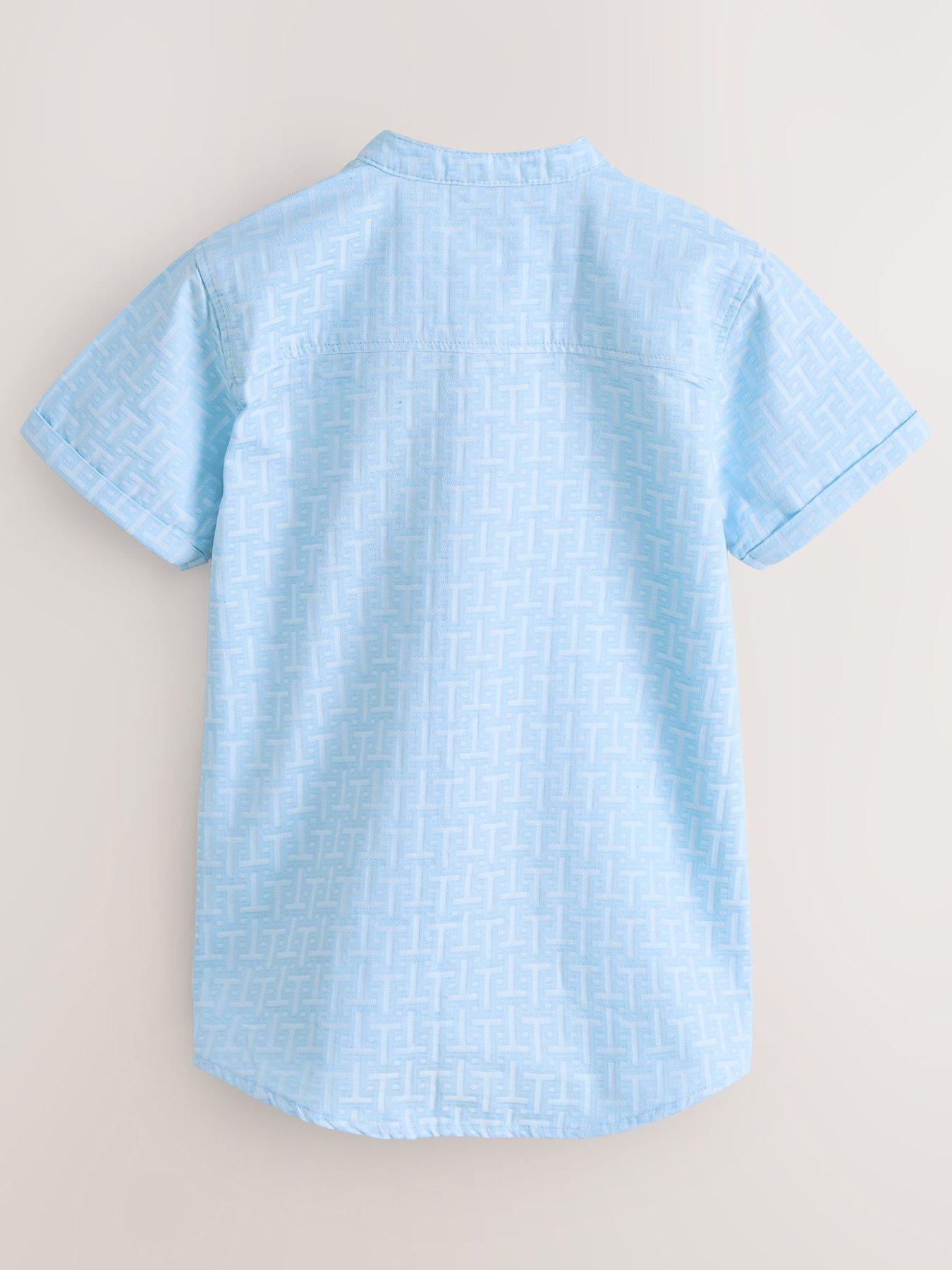 Image 3 of 7 of Ted Baker Older Boys Grandad Collar Short Sleeve Shirt - Blue