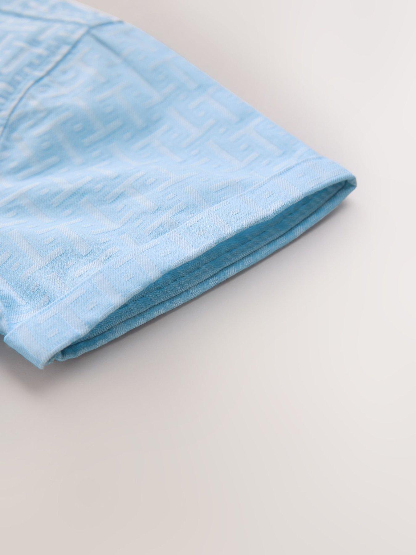 Image 5 of 7 of Ted Baker Older Boys Grandad Collar Short Sleeve Shirt - Blue