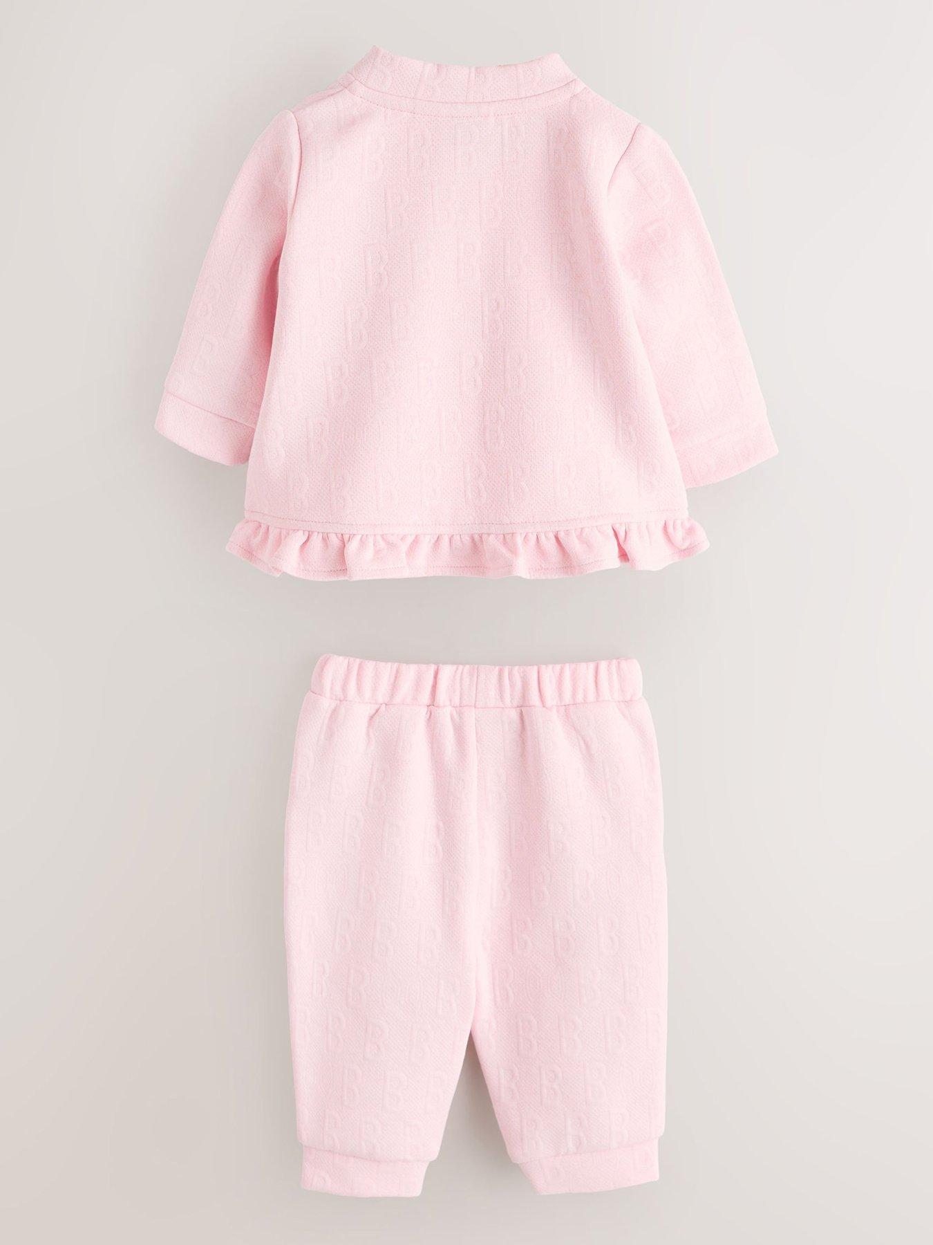 Image 2 of 6 of Ted Baker Baby Girls 3 Piece Frilled Jacket, Joggers &amp; T-Shirt Set - Pink