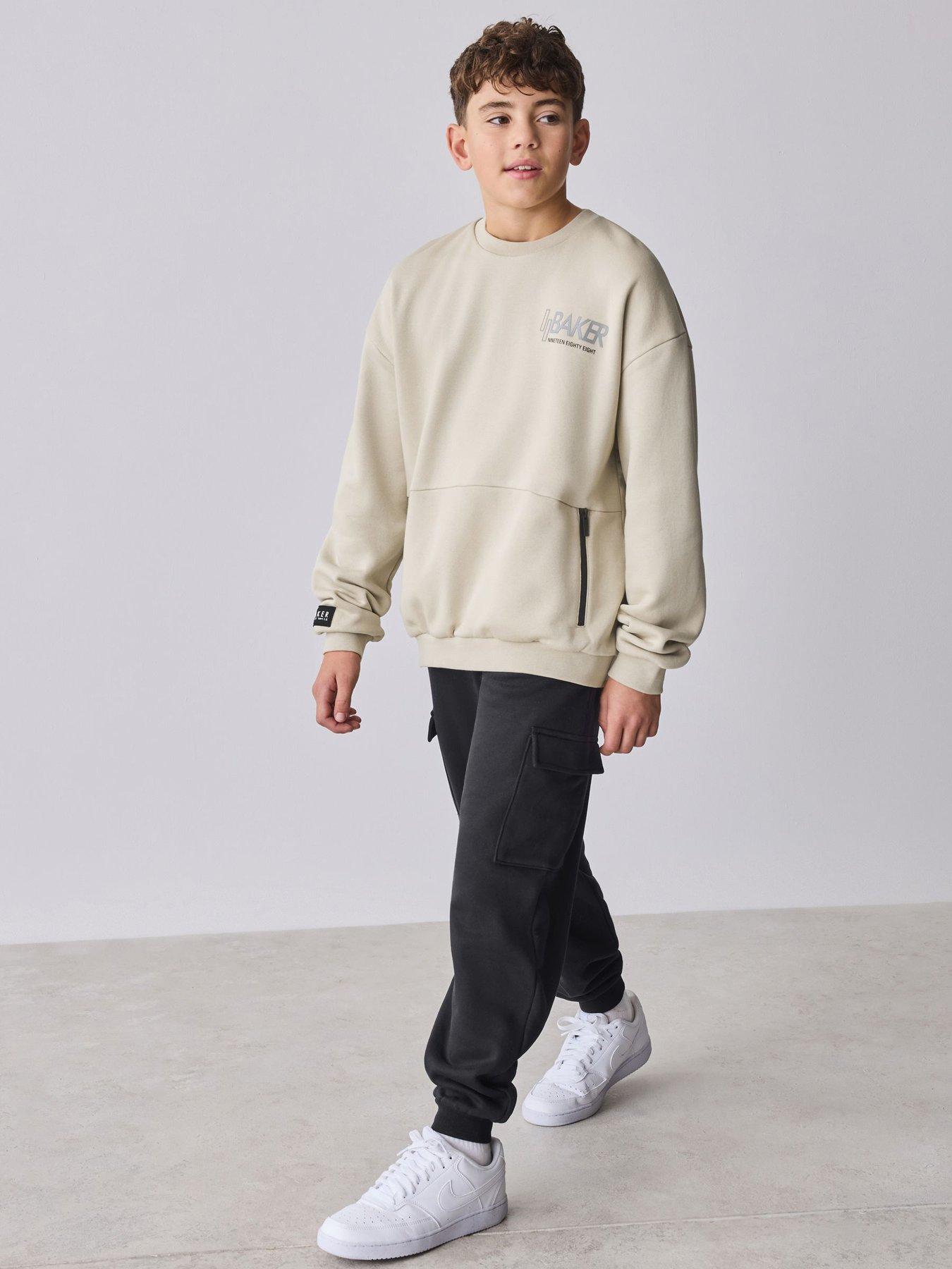 Image 1 of 7 of Ted Baker Older Boys Long Sleeved Sweatshirt &amp; Cargo Joggers Set - Beige