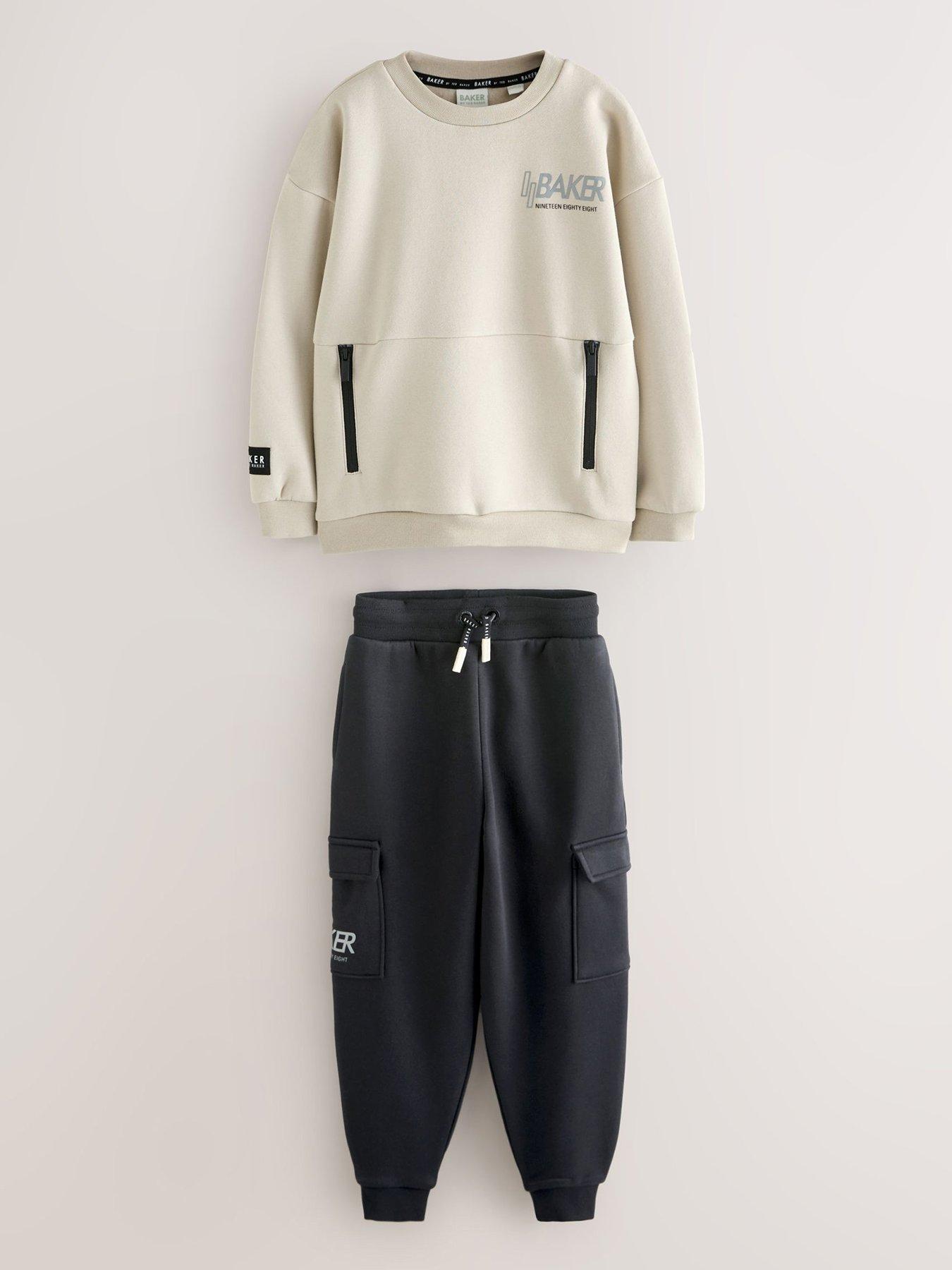 Image 2 of 7 of Ted Baker Older Boys Long Sleeved Sweatshirt &amp; Cargo Joggers Set - Beige