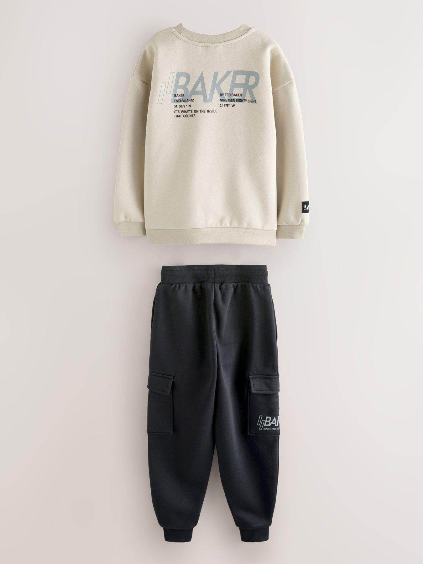 Image 3 of 7 of Ted Baker Older Boys Long Sleeved Sweatshirt &amp; Cargo Joggers Set - Beige