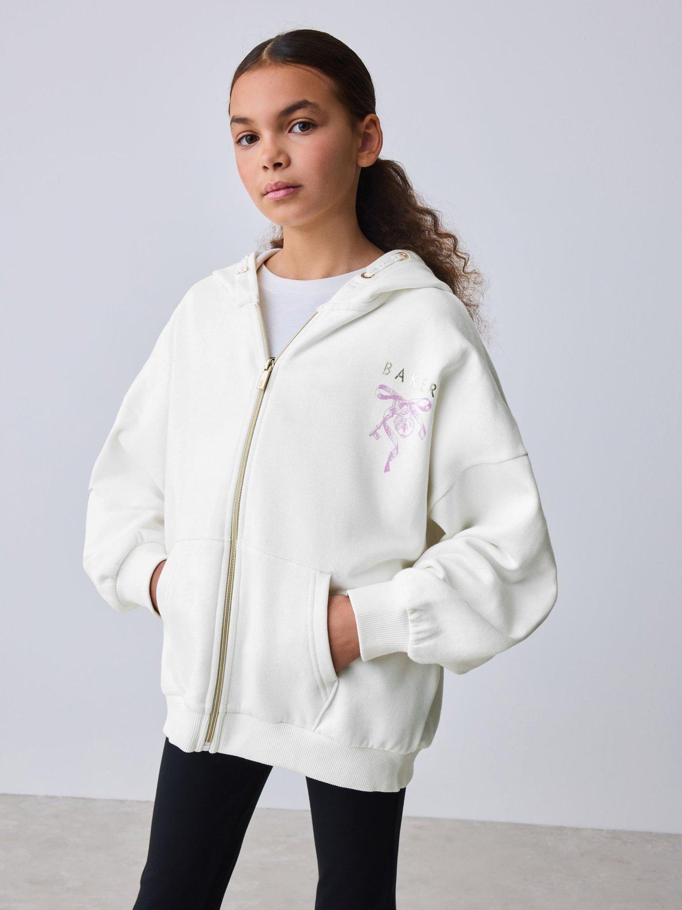 Ted Baker Girls Long Sleeved Graphic Hoodie - Cream