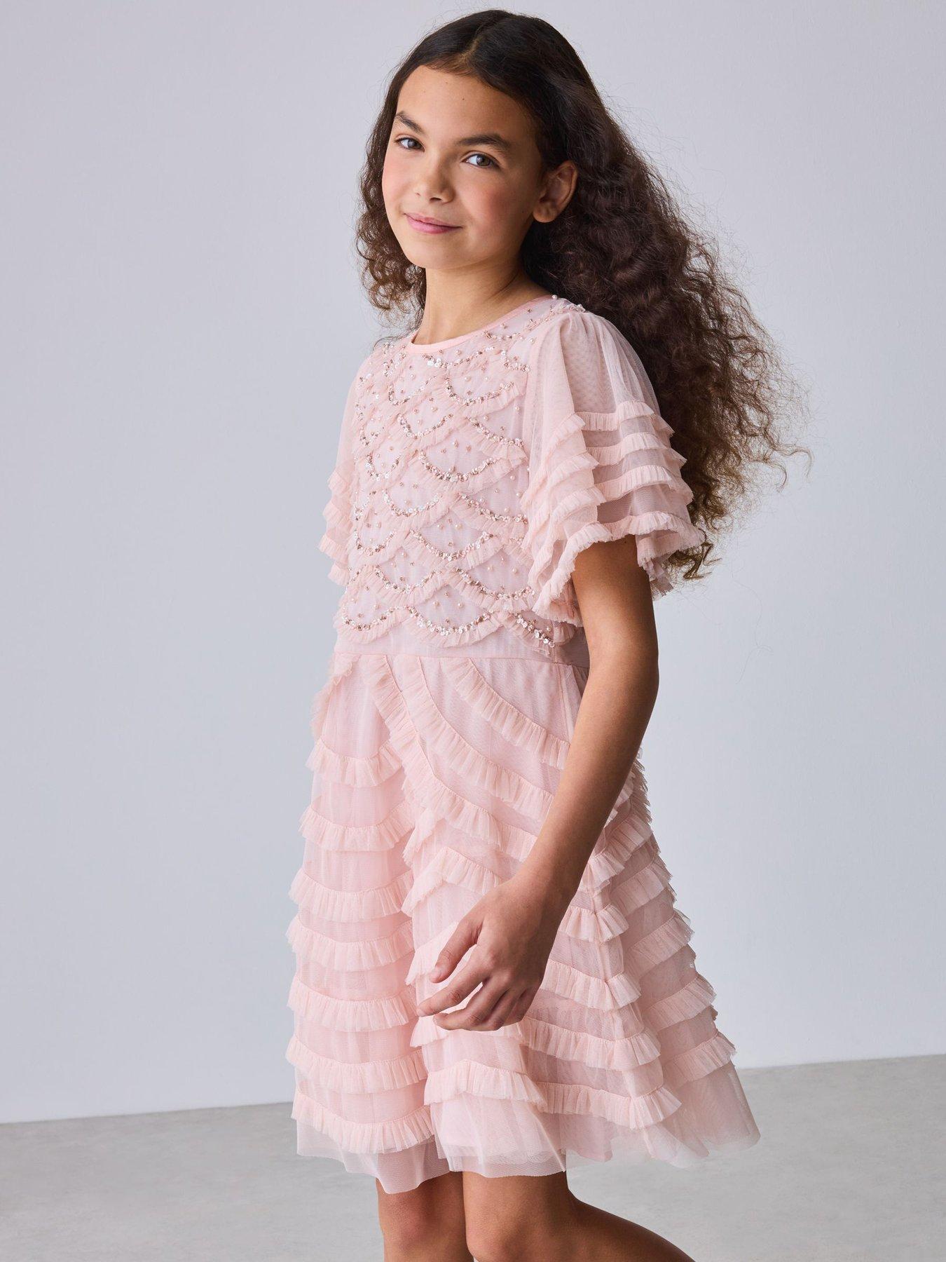 Ted Baker Older Girls Tiered Sleeved Dress - Pink
