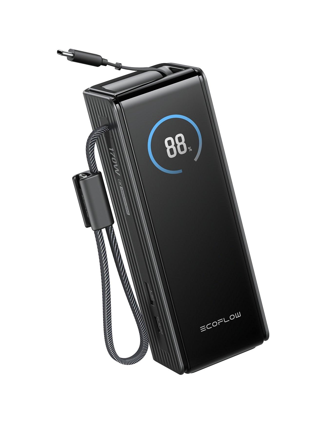 EcoFlow Rapid 25K power bank with built in cable & 25000mAh capacity- Black