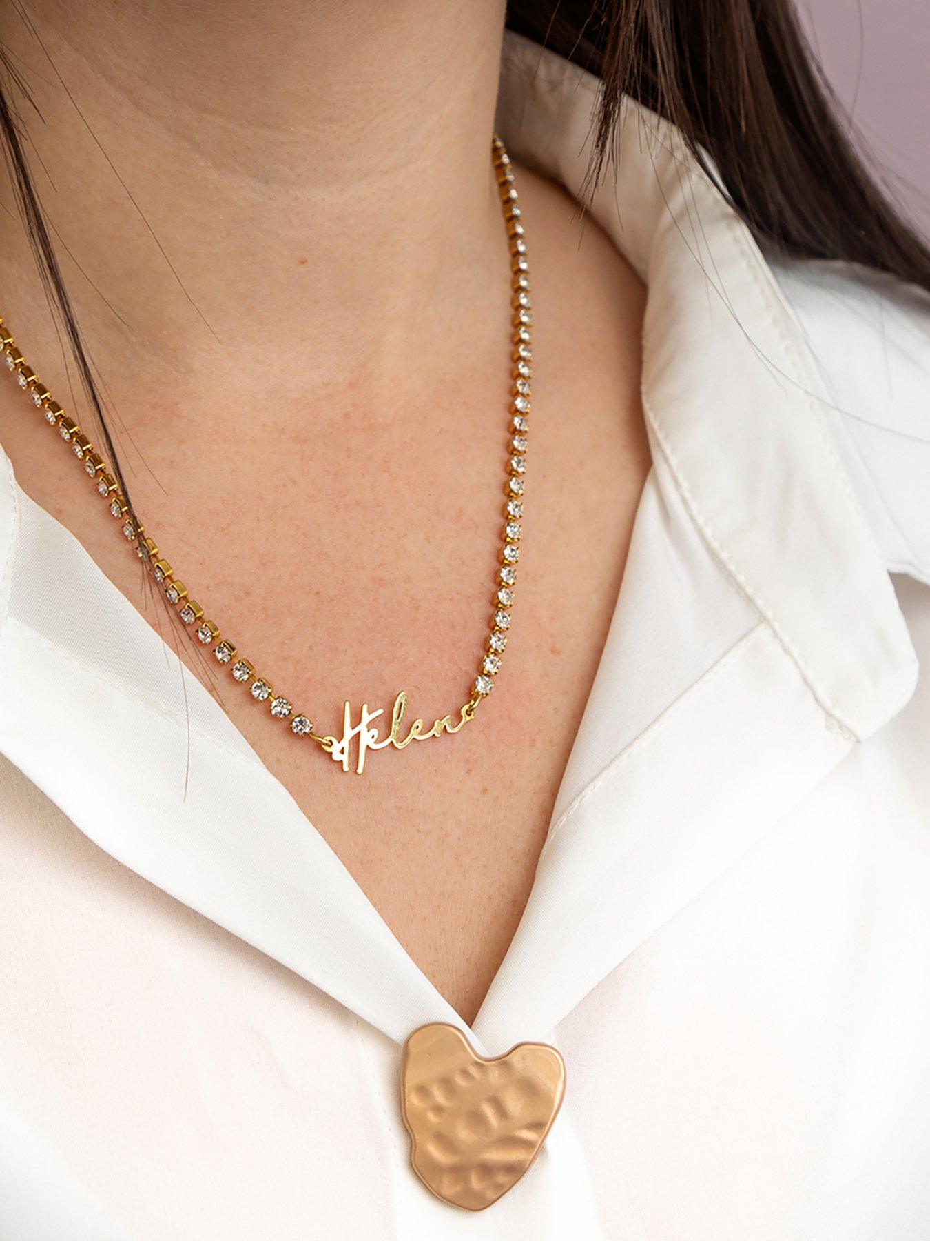 Image 2 of 4 of The Love Collection Personalised Name Crystal Tennis Necklace