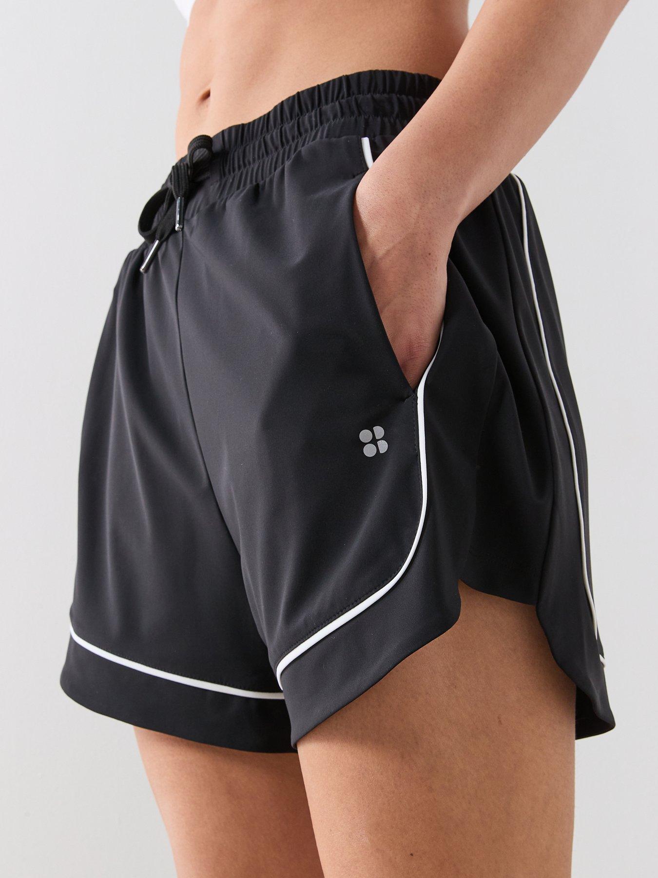 Image 4 of 6 of Sweaty Betty Womens Training Explorer Track Piped Shorts - Black