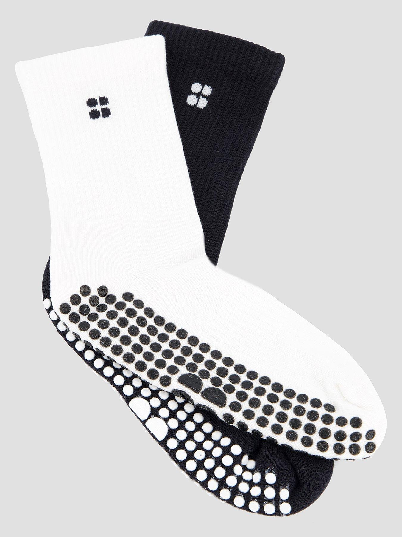 Image 2 of 4 of Sweaty Betty Womens Training Pilates Crew Gripper Sock 2 Pack - White/Black