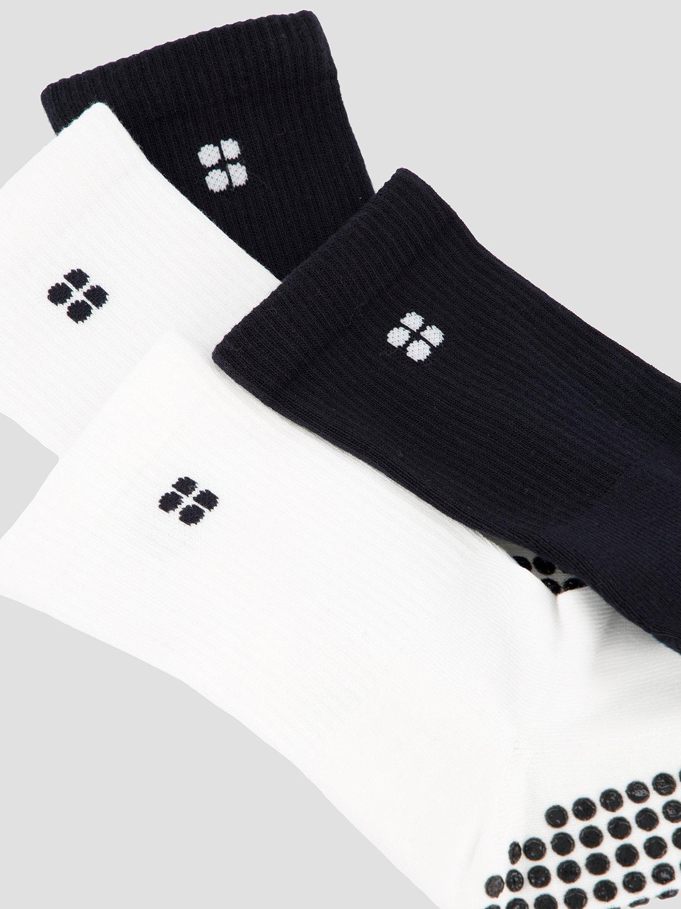 Image 3 of 4 of Sweaty Betty Womens Training Pilates Crew Gripper Sock 2 Pack - White/Black