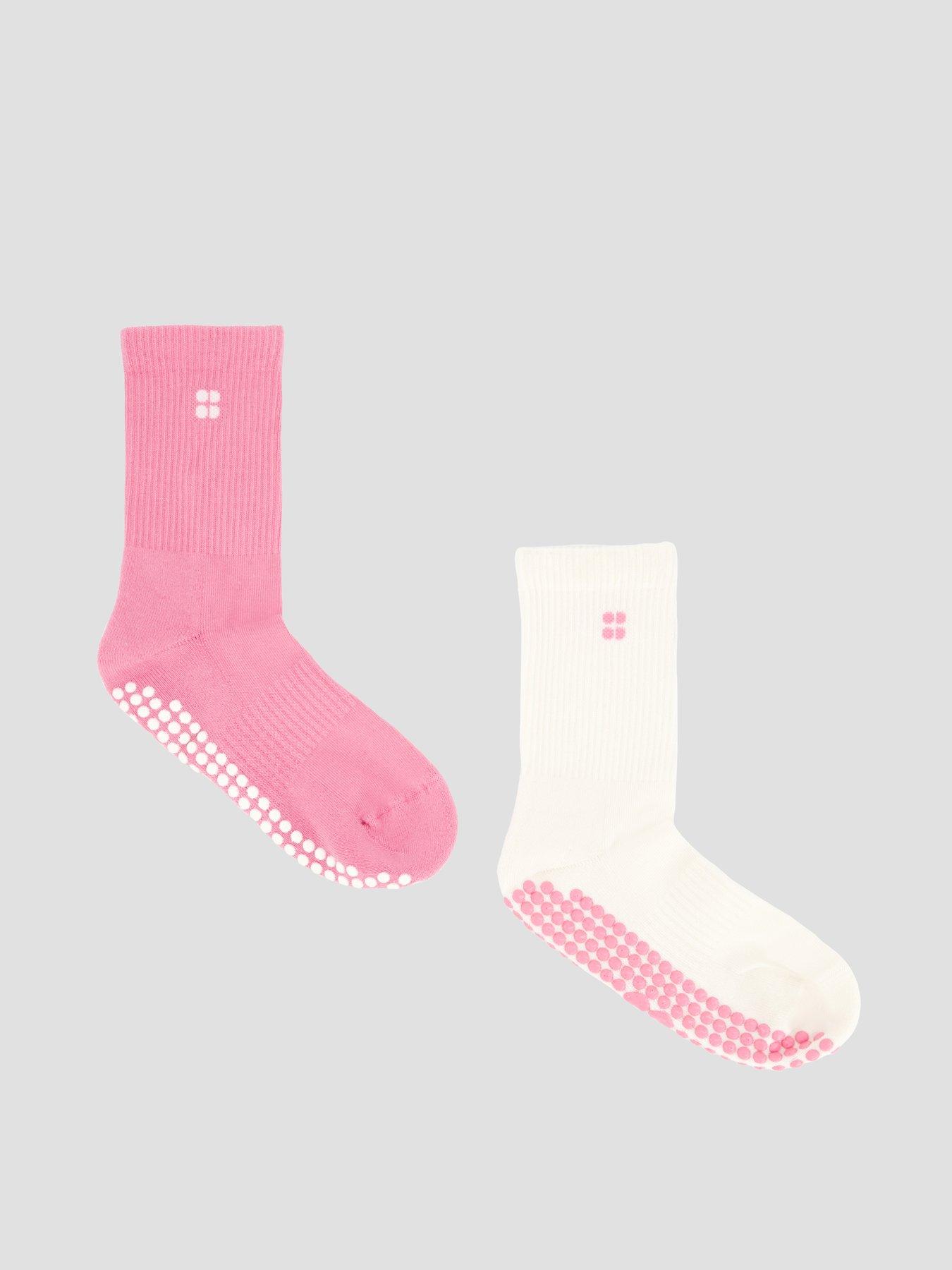 Sweaty Betty Womens Training Pilates Crew Gripper Sock 2 Pack - Pink