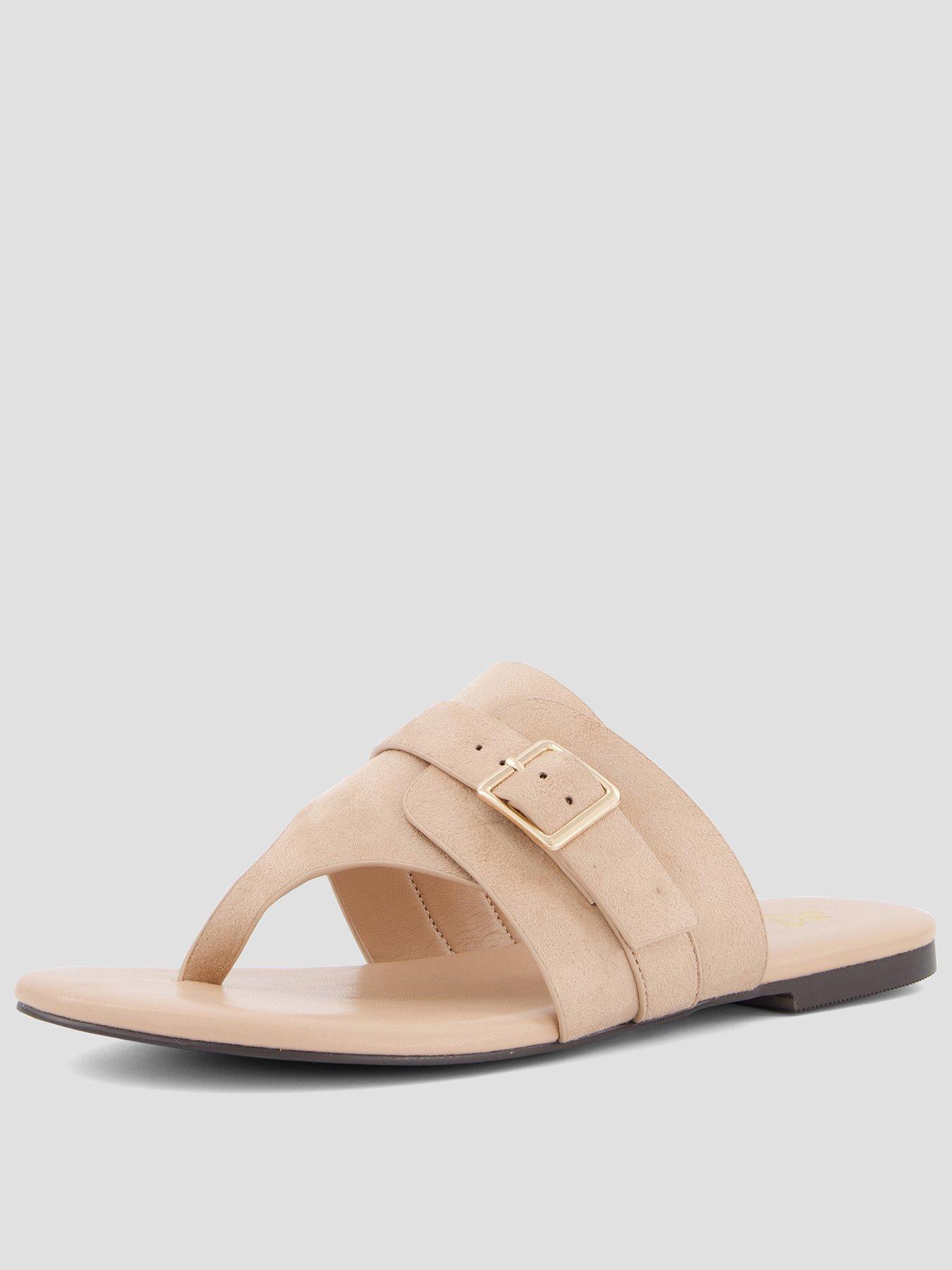 The Very Collection Wide Fit Toe Post Flat Sandal - Taupe