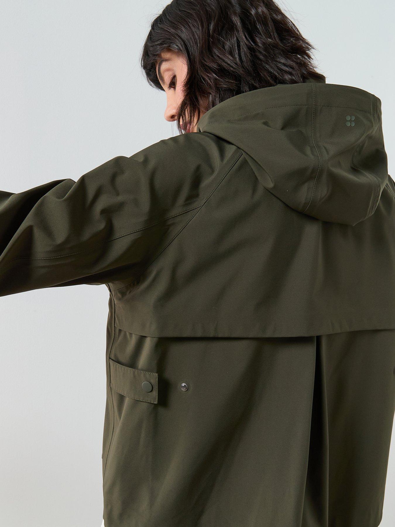 Image 2 of 6 of Sweaty Betty Womens Training Motion Waterproof Cropped Parka Jacket - Green