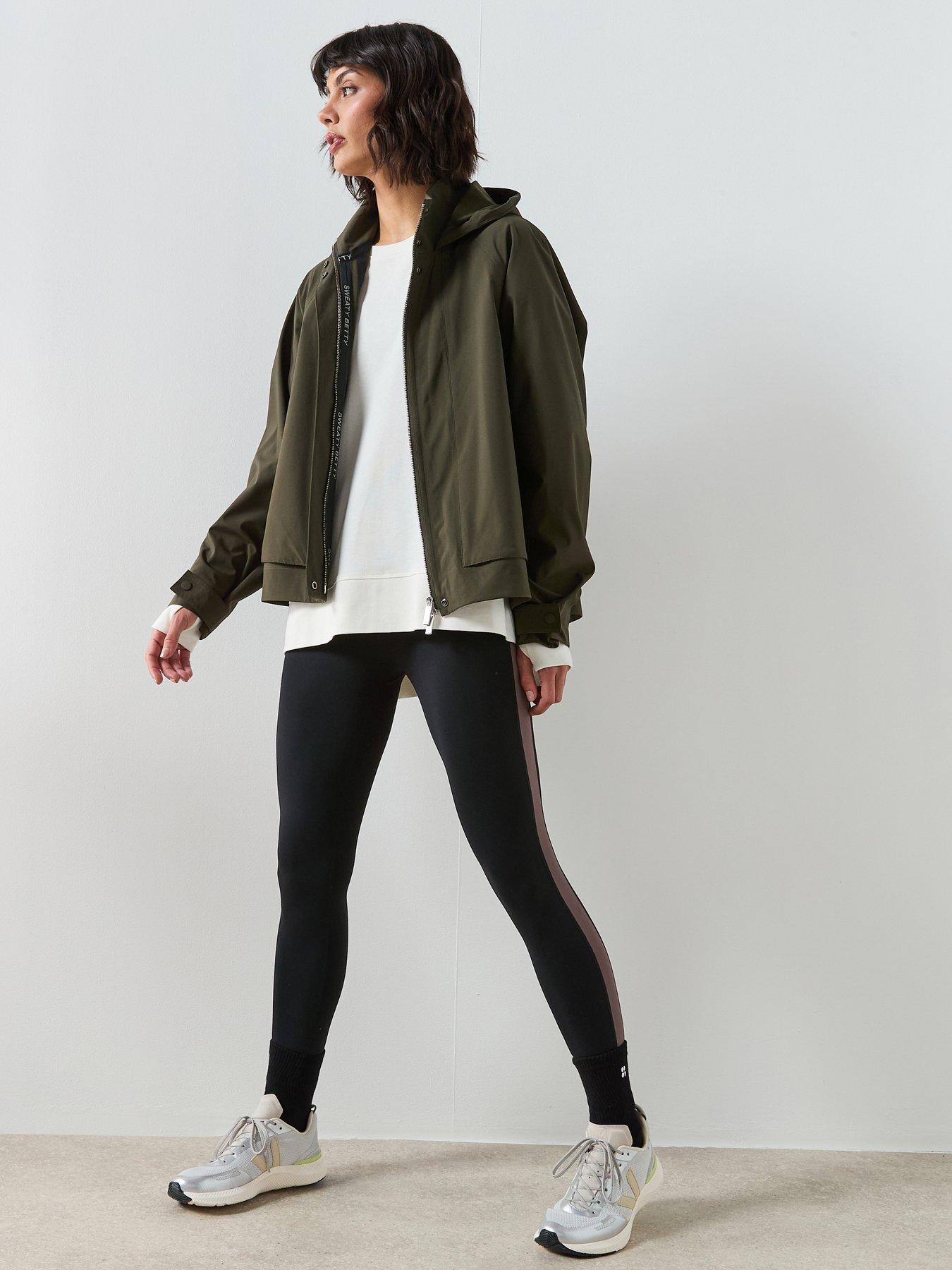 Image 3 of 6 of Sweaty Betty Womens Training Motion Waterproof Cropped Parka Jacket - Green